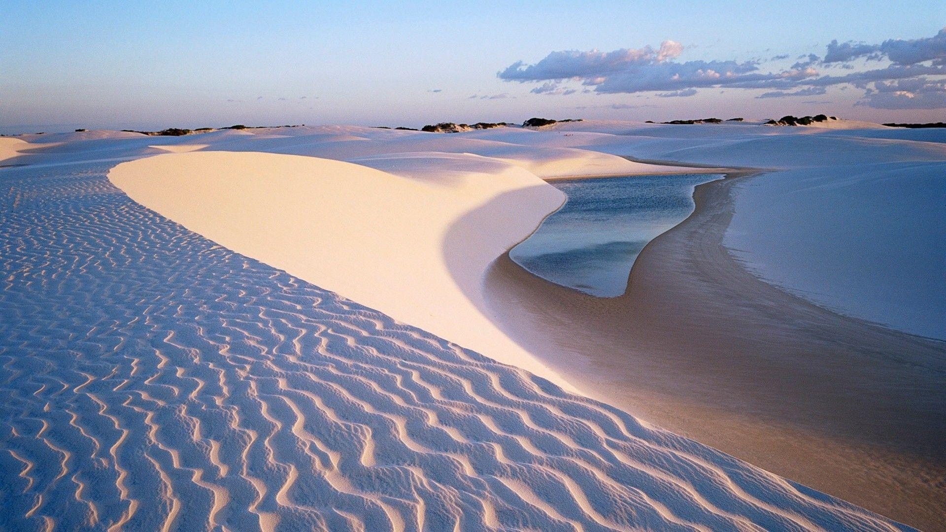 1920x1080 Sea Image, Clouds, Sand, Dunes, Pond, Summer Time, HD Beach