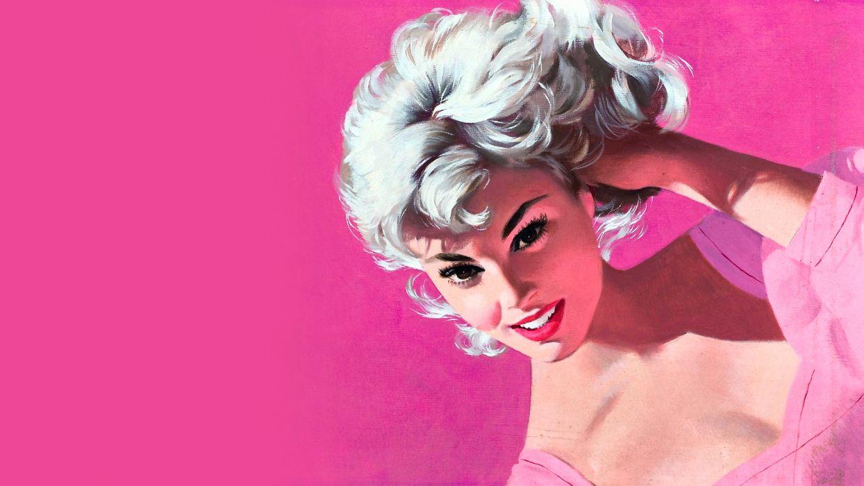 1244x700 Pin Up Pink Face Blonde Women Art Wallpaperx1080