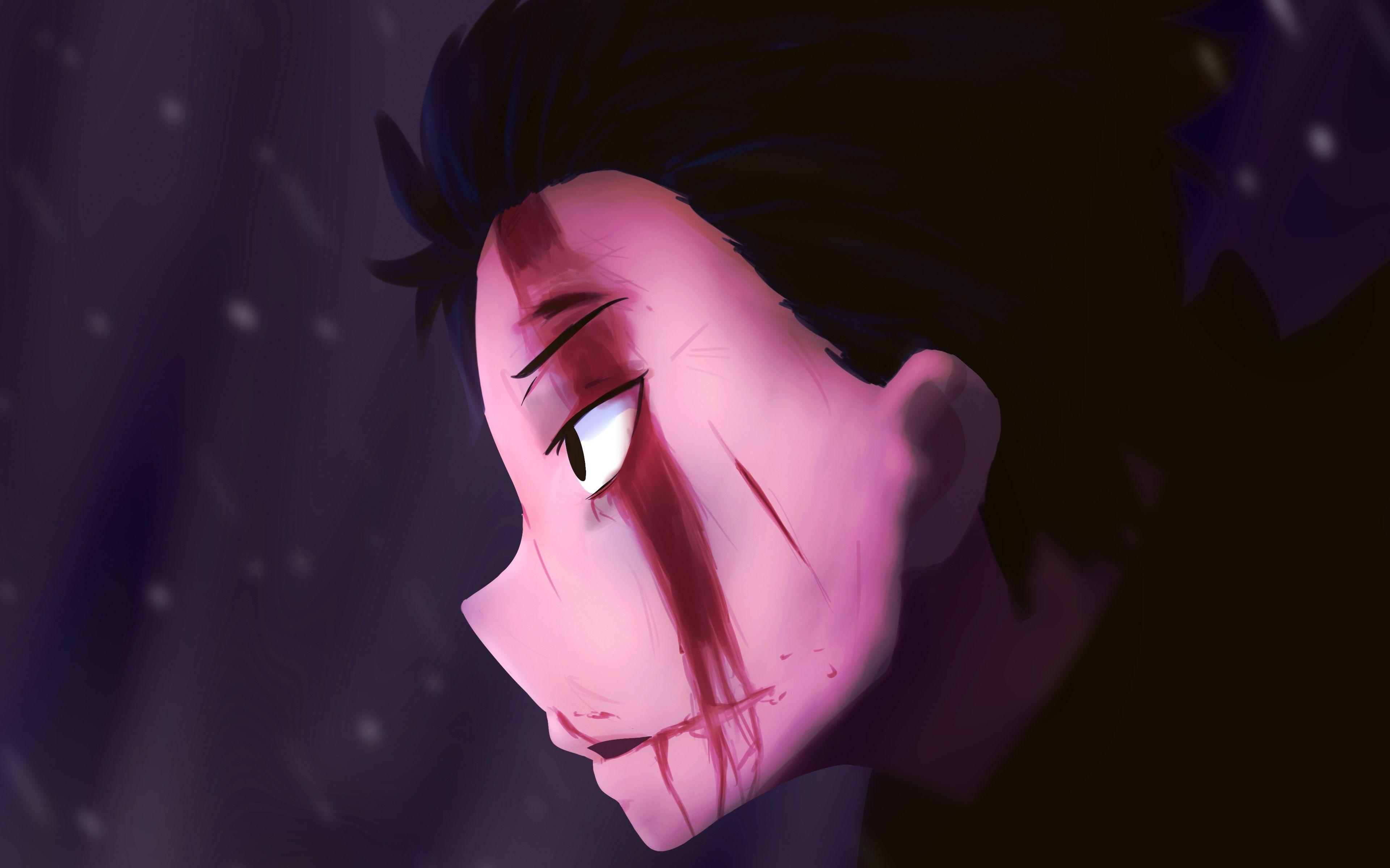 3840x2400 Download wallpaper Subaru Natsuki, 4k, night, pink face, manga