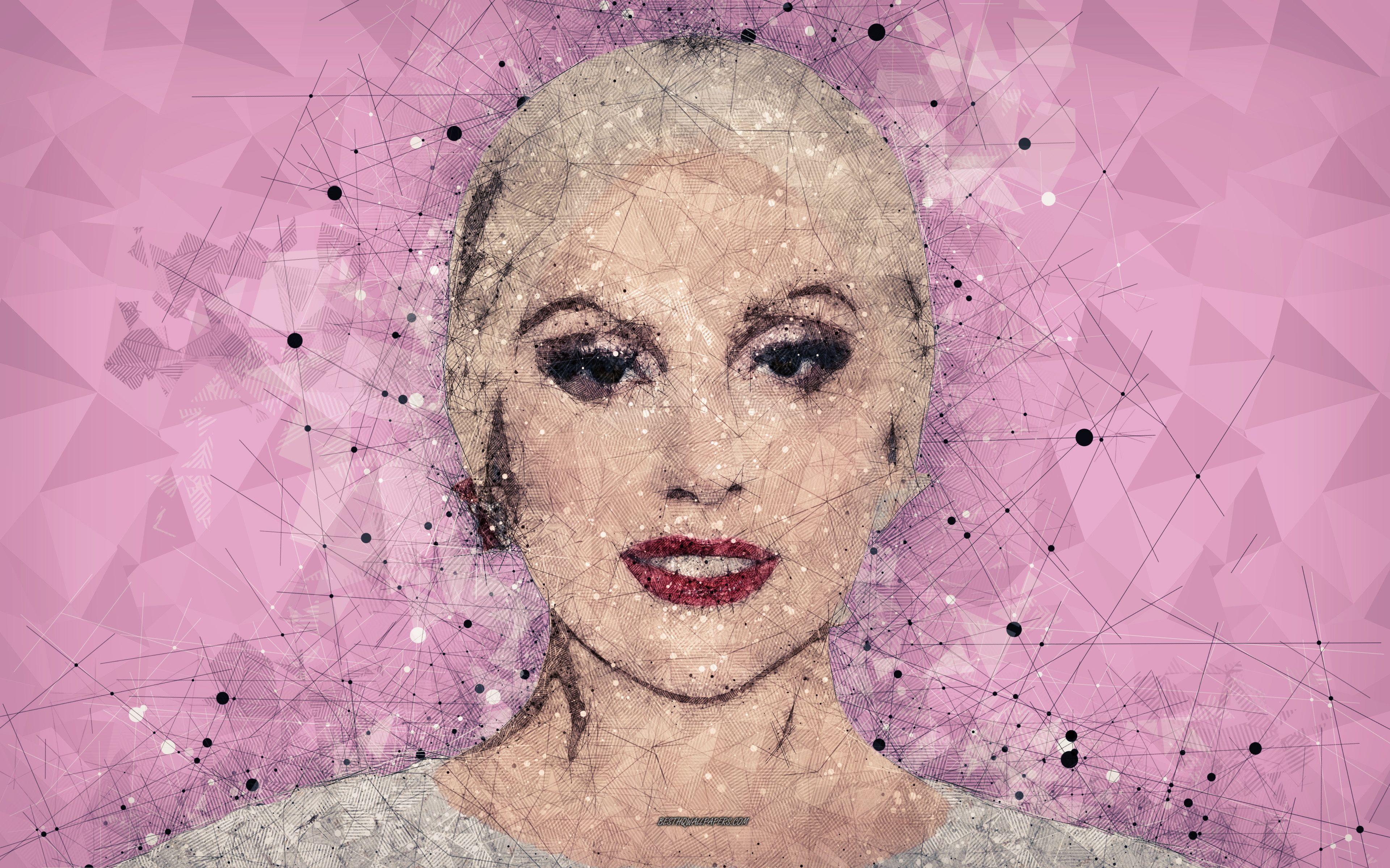 3840x2400 Download wallpaper Lady Gaga, 4k, art, portrait, creative