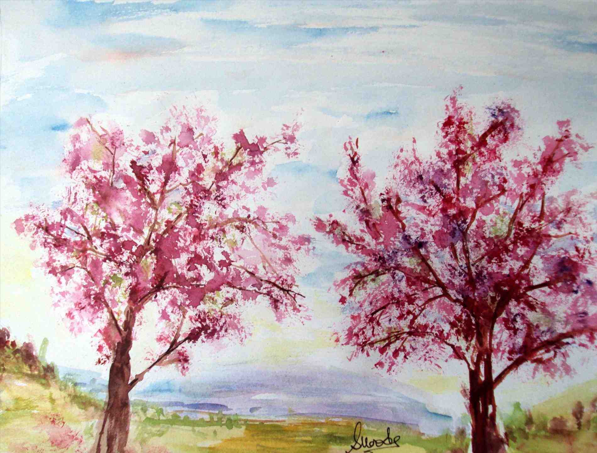1900x1441 blossom landscape painting #sakura #japan # #tree wallpaper japan s