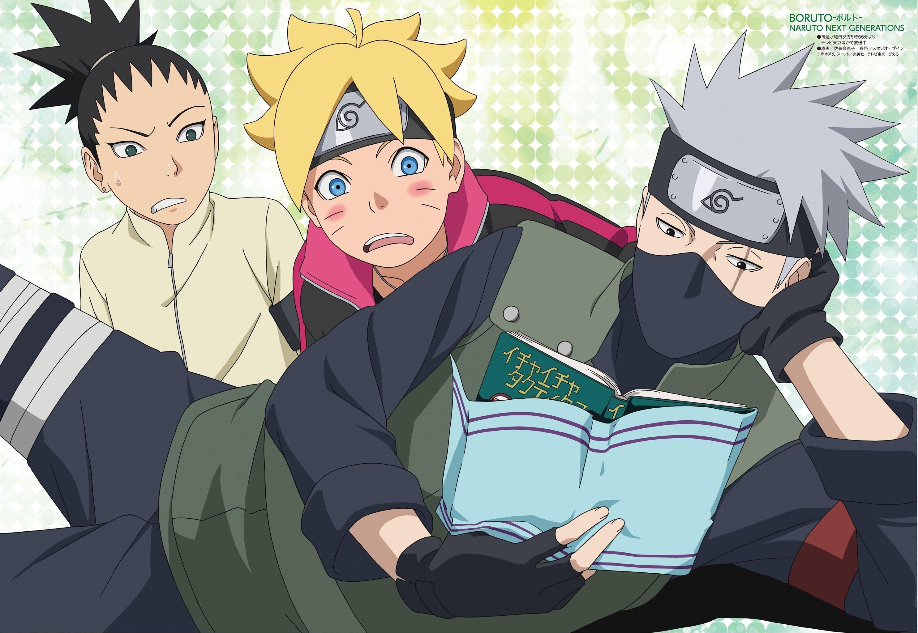 2968x2048 shikadai and boruto and kakashi Nara wallpaper