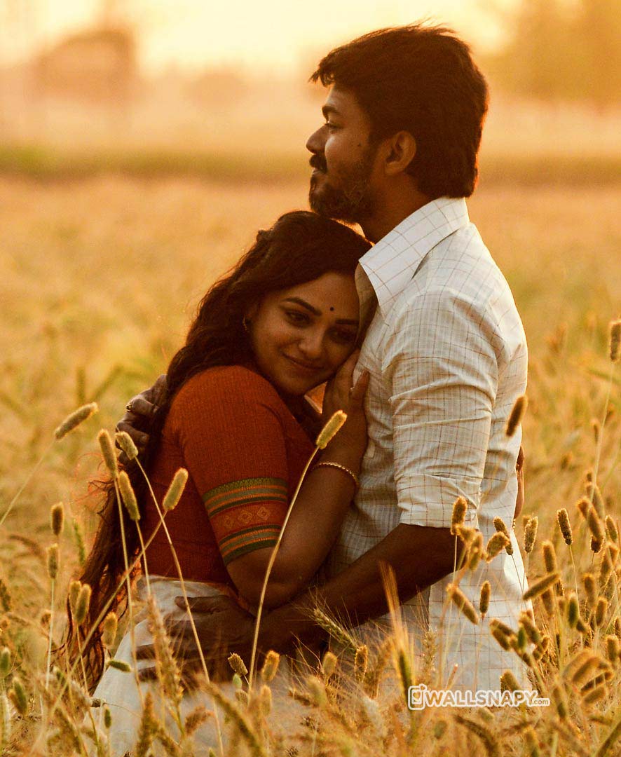 886x1080 Mersal vijay nithya menon image