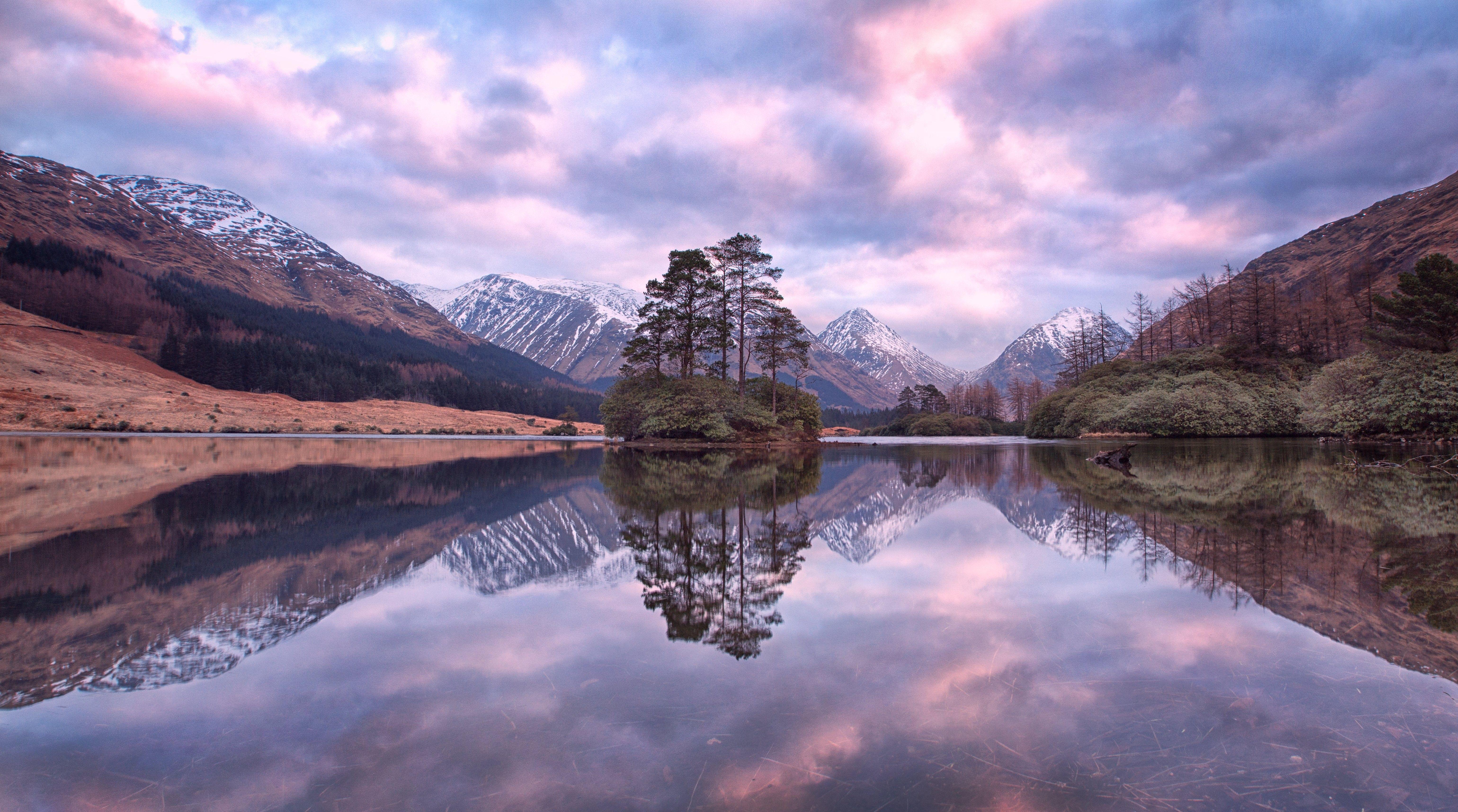 6159x3431 Lakes: Highlands Etive Landscape Scotland Trees Lake Sunset Glen