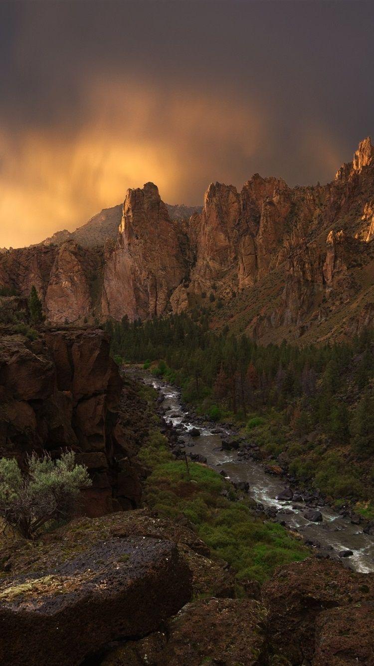750x1334 Oregon, USA, canyon, crooked river, rocks, evening 750x1334 iPhone