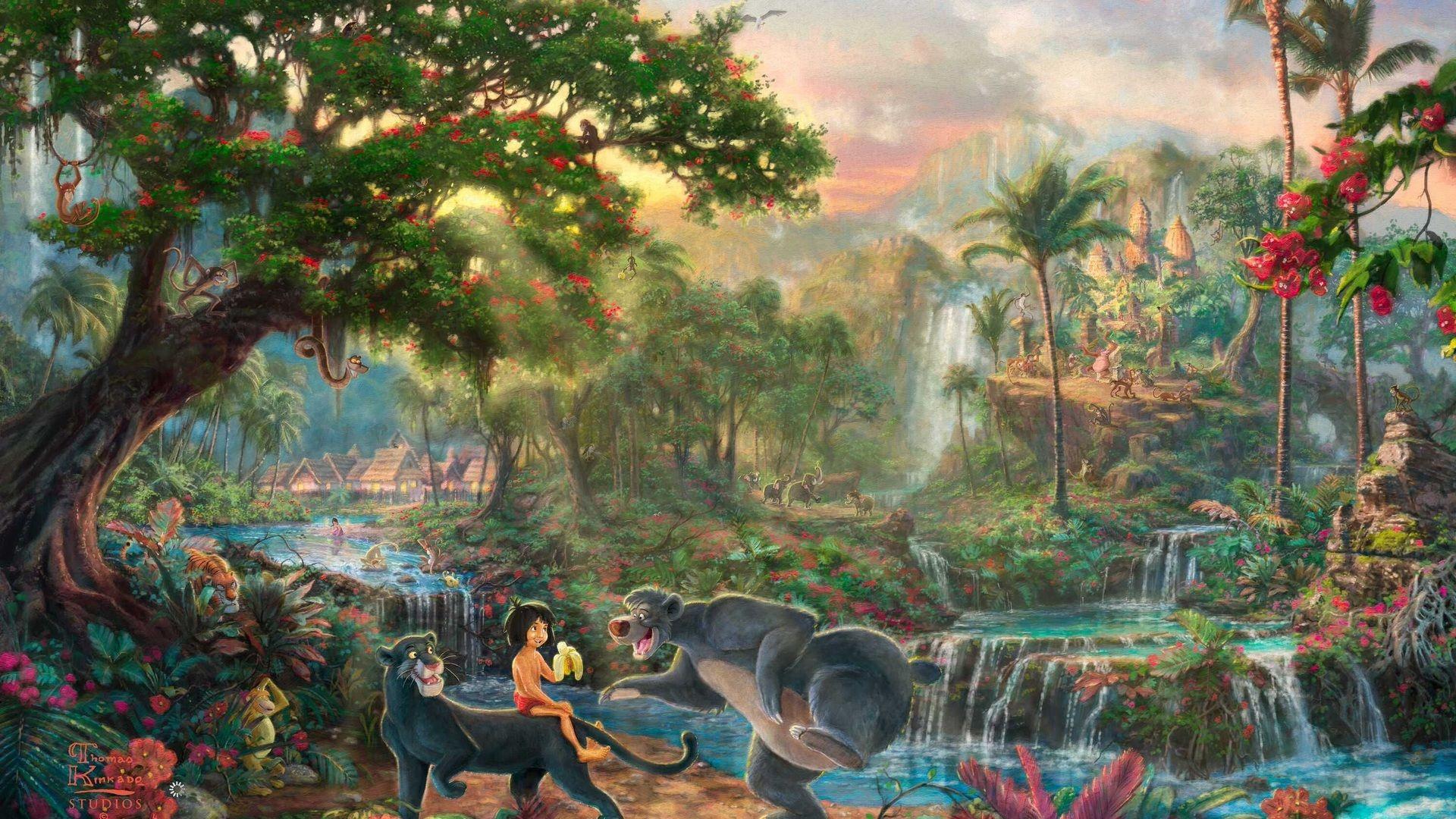 1920x1080 thomas kinkade studios, walt disney, painting