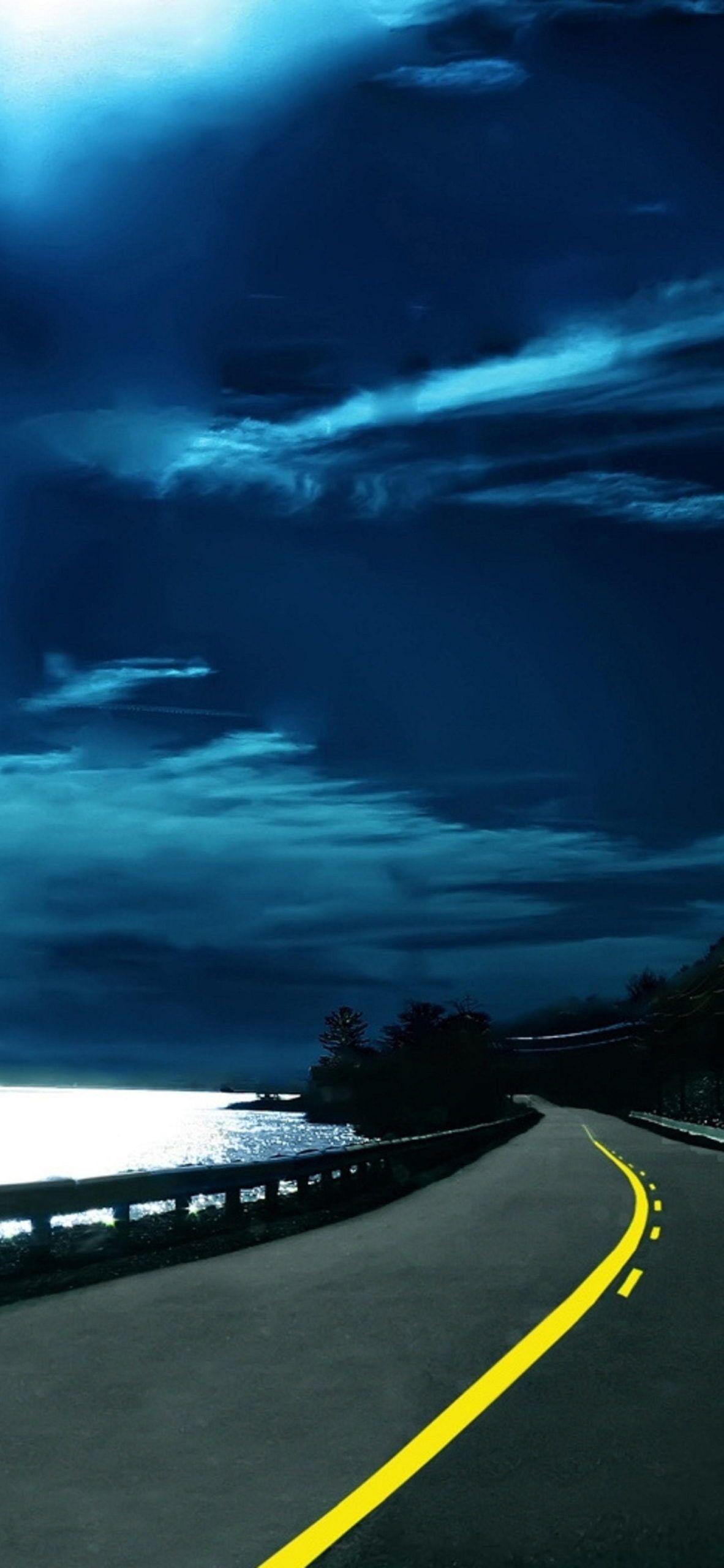 1182x2560 iPhone Wallpaper. Sky, Road, Blue, Highway, Cloud, Light