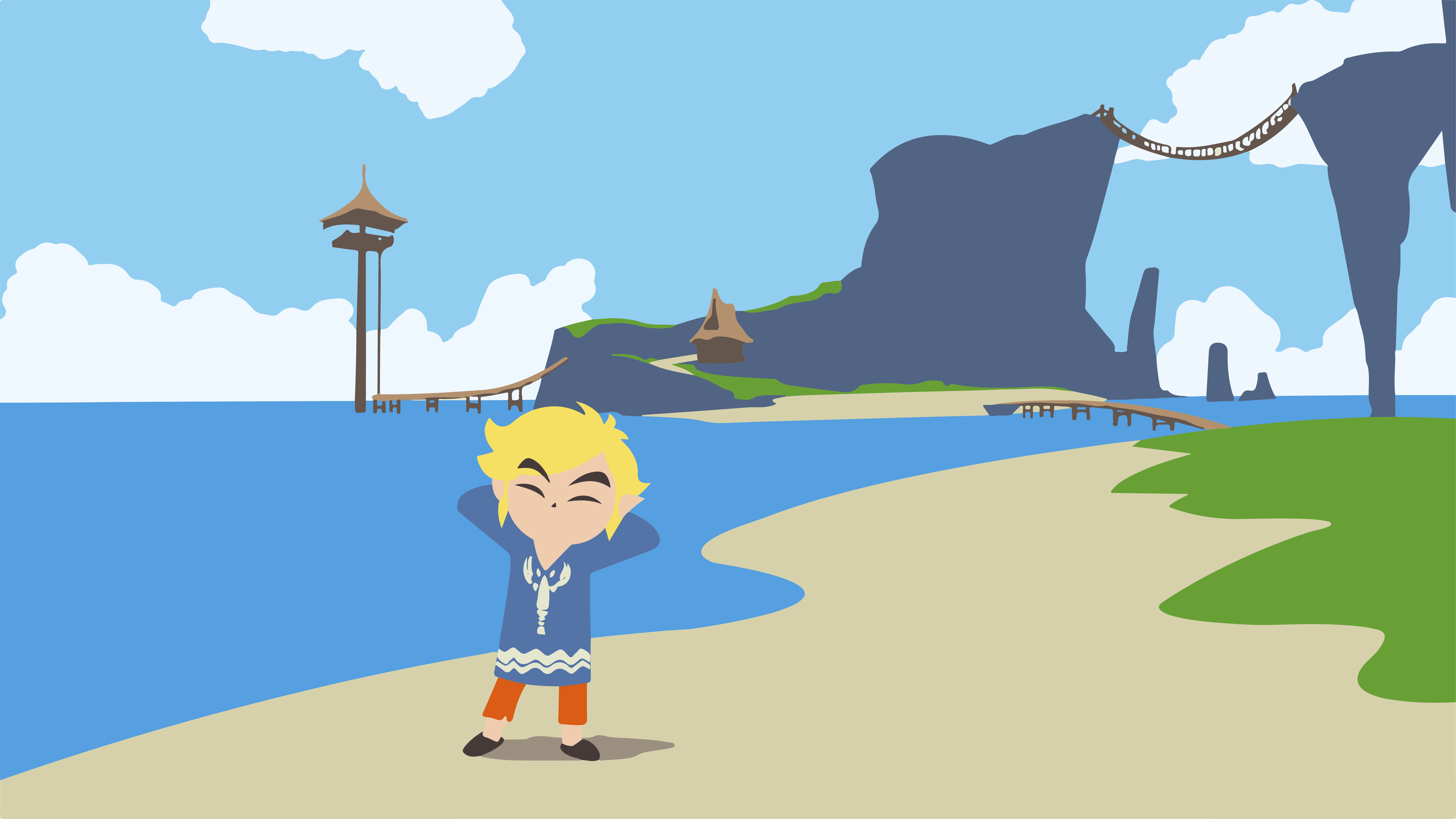 8001x4501 A wind waker wallpaper because people seem to like my minish cap