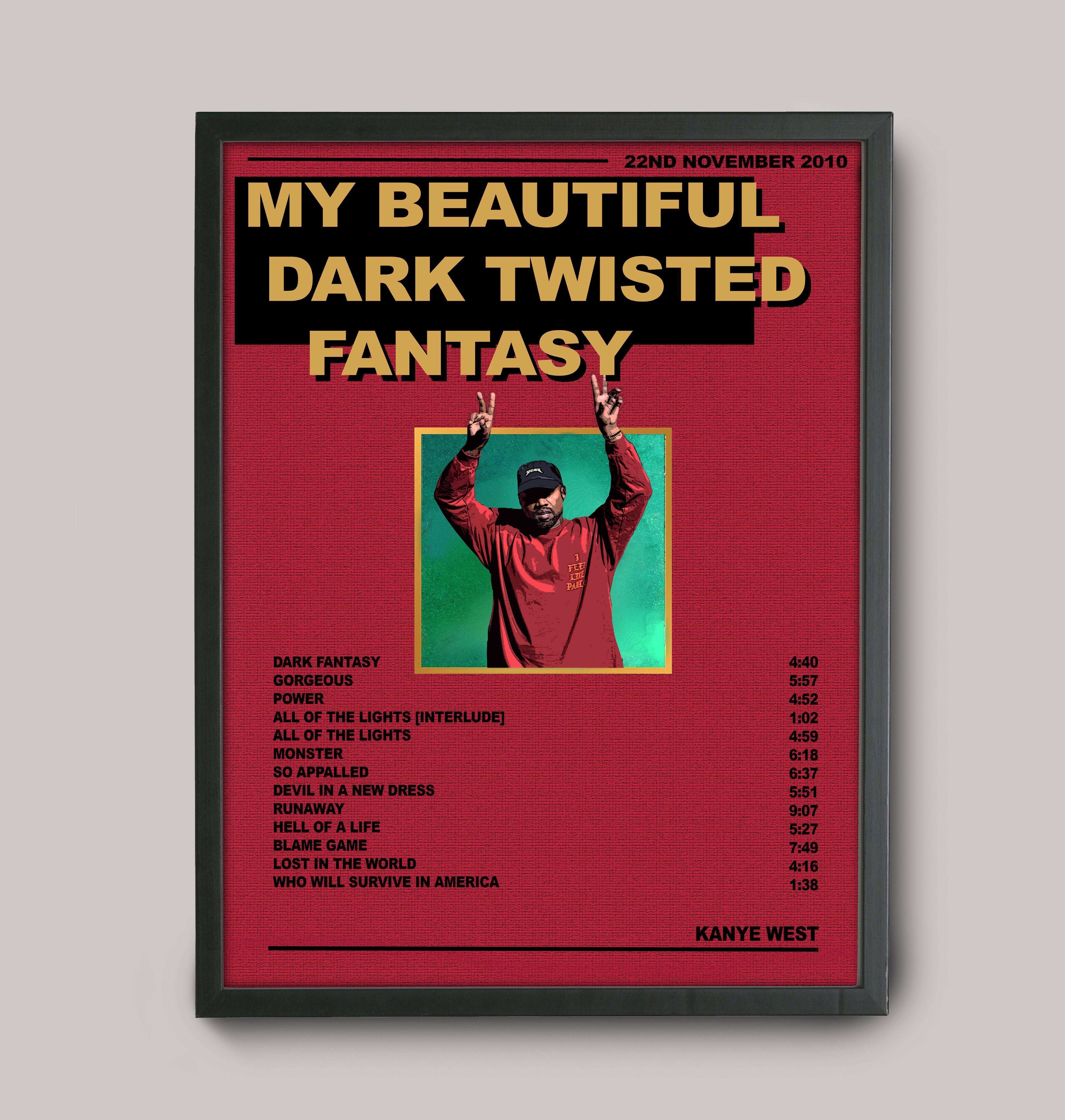 3926x4129 Kanye west My Beautiful Dark Twisted Fantasy Custom Poster