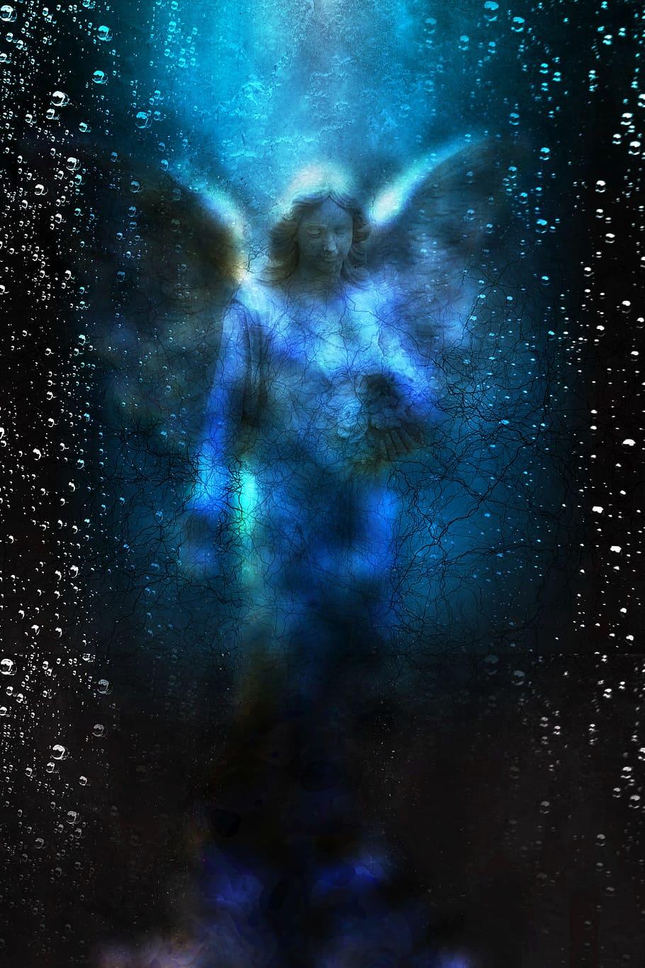 Hình nền HD 910x1365: bức tranh thiên thần, tinh thần, thánh, thiên thần, tôn giáo