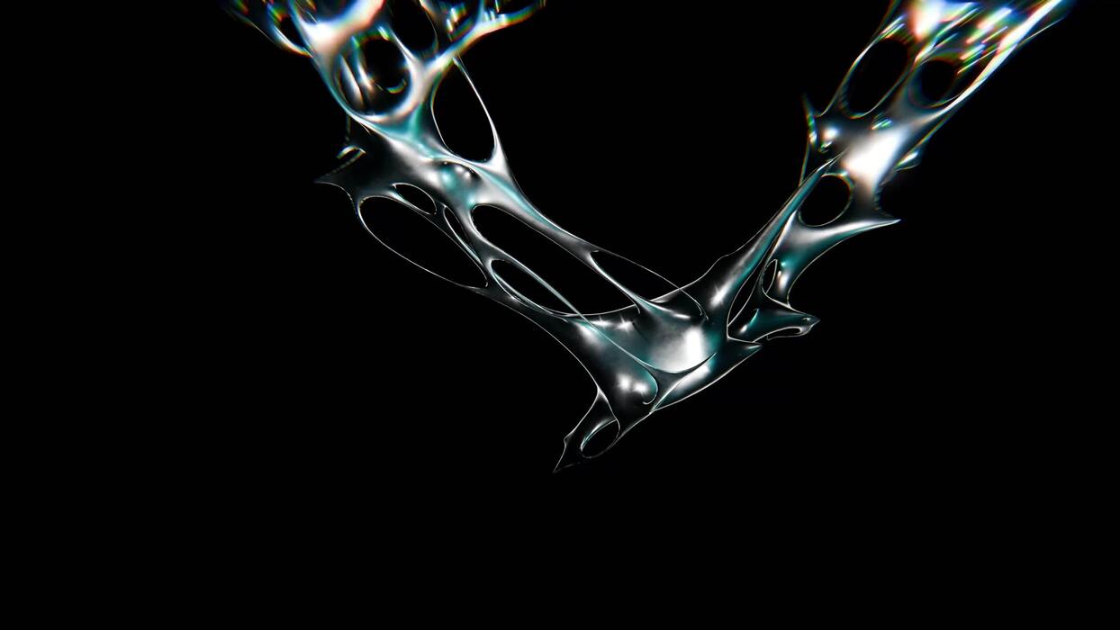 1244x700 metallic Design of Horizontal chrometype futuristic y2k looping design element Background