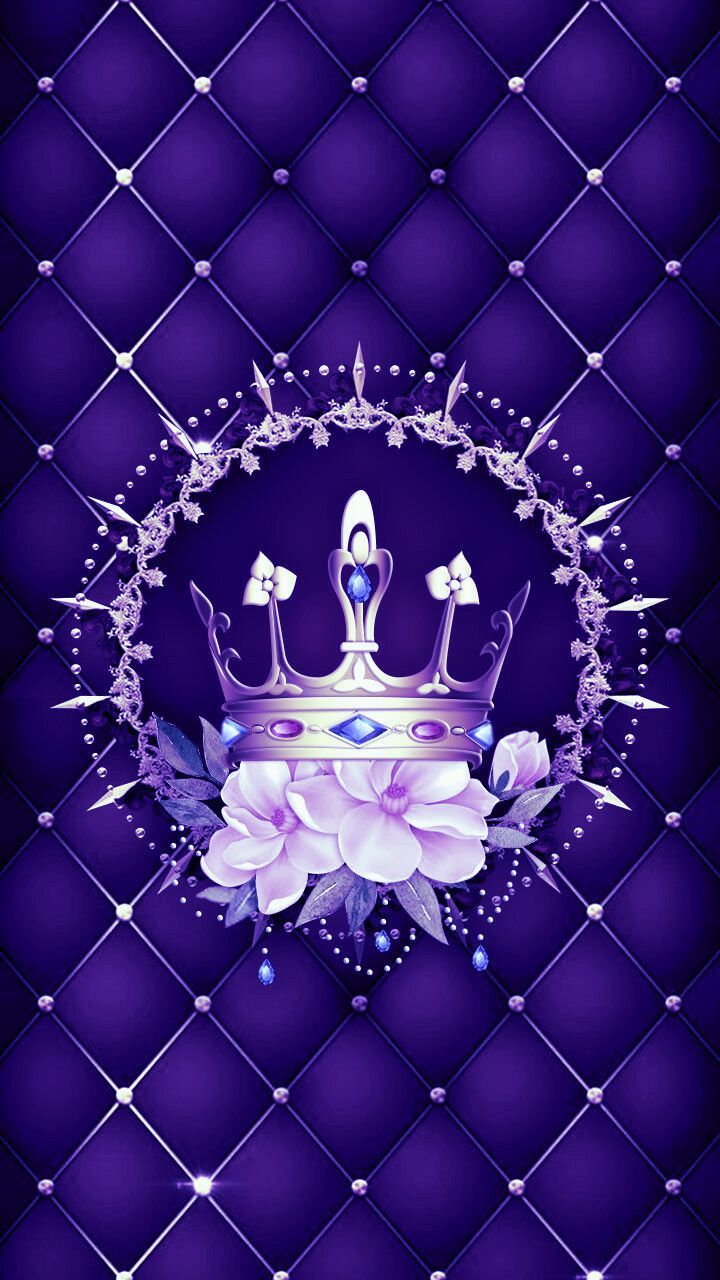 720x1280 Purple Wallpaper with Crown and Flowers. Elegant crown illustration, Luxury invitation design ideas, Purple crown with floral design
