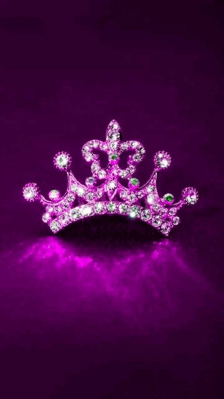 720x1280 Download Glowing Purple King And Queen Crown Wallpaper