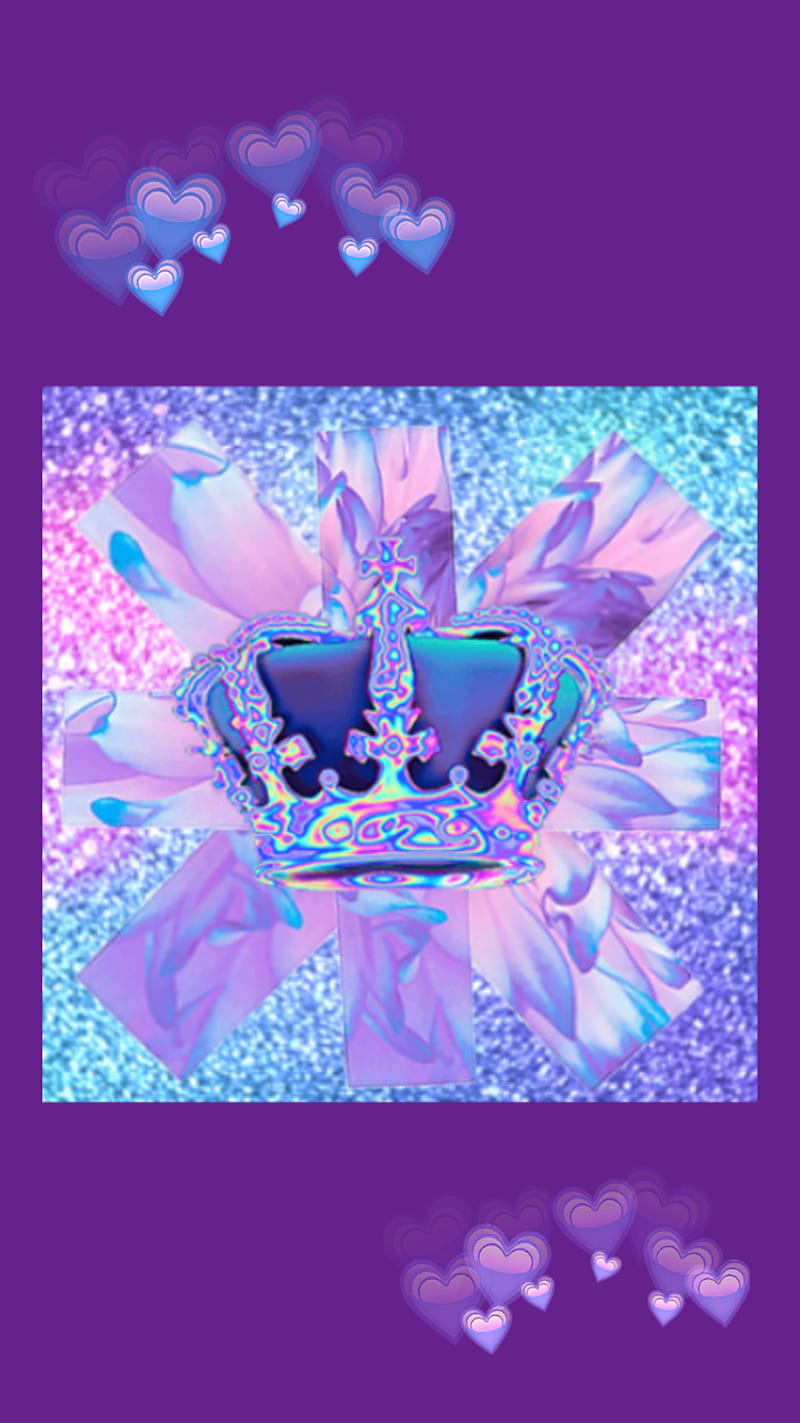 800x1423 Purple crown, fantasy, corazones, HD phone wallpaper