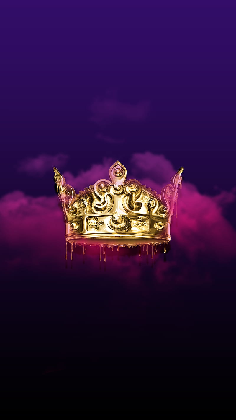 800x1422 Kingg, Artyns, black, boss, cloud, crown, dark, gold, king, pink, purple, , HD phone wallpaper