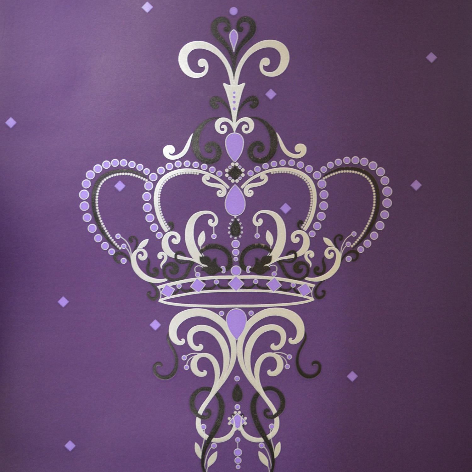 1500x1500 Crown Royal Crown Violet Wallpaper Floral Metallic Effect Stylish Feature Wall