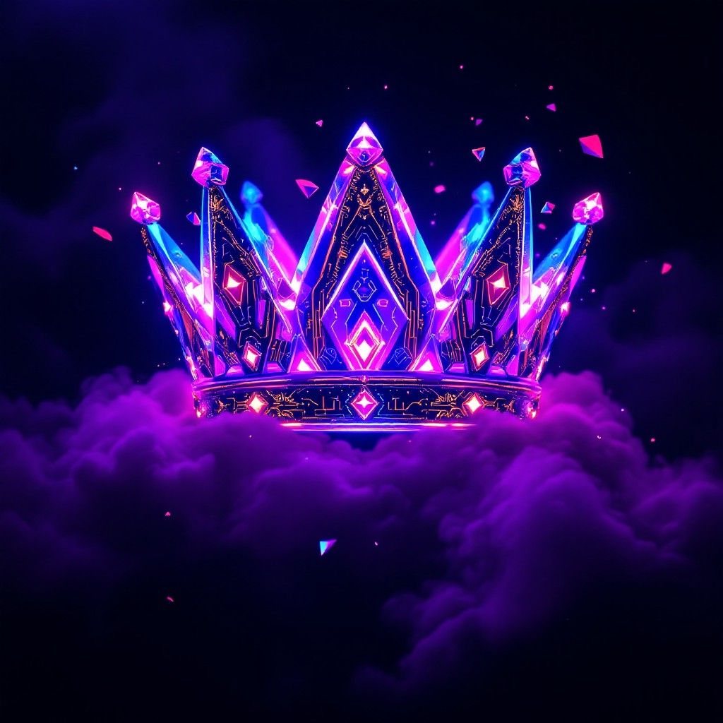 1024x1024 Free Cyber Crown Majesty Image, Holographic, Neon