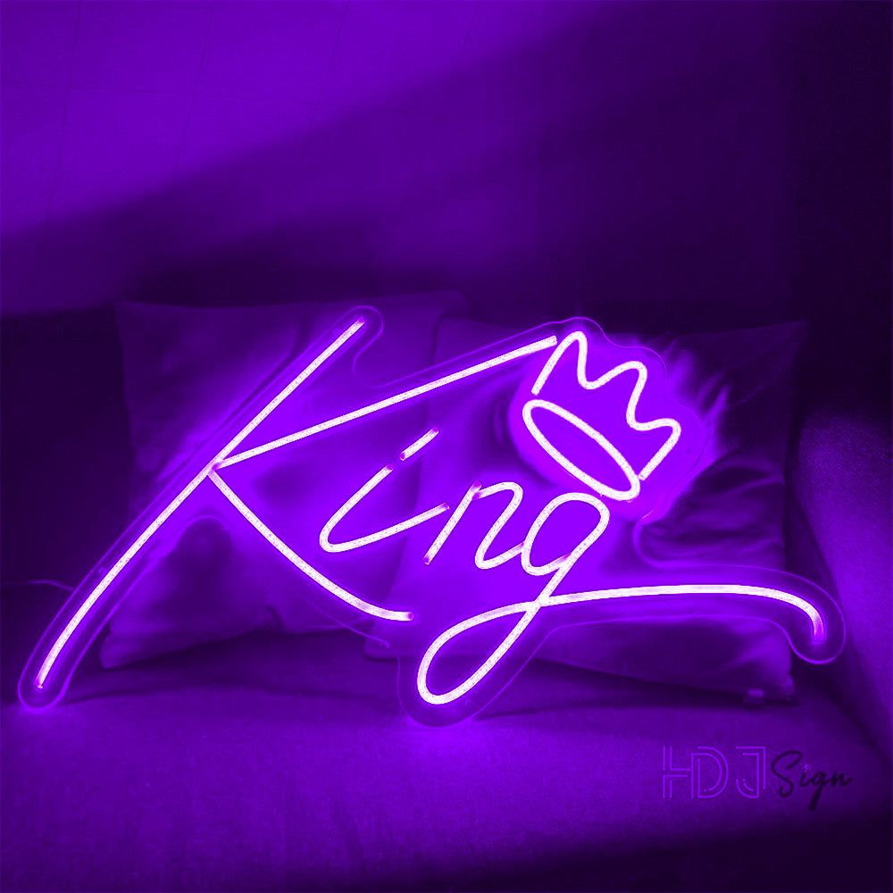 1000x1000 King with Crown. Bar Neon Sign. HDJSign Red / 35 x 18