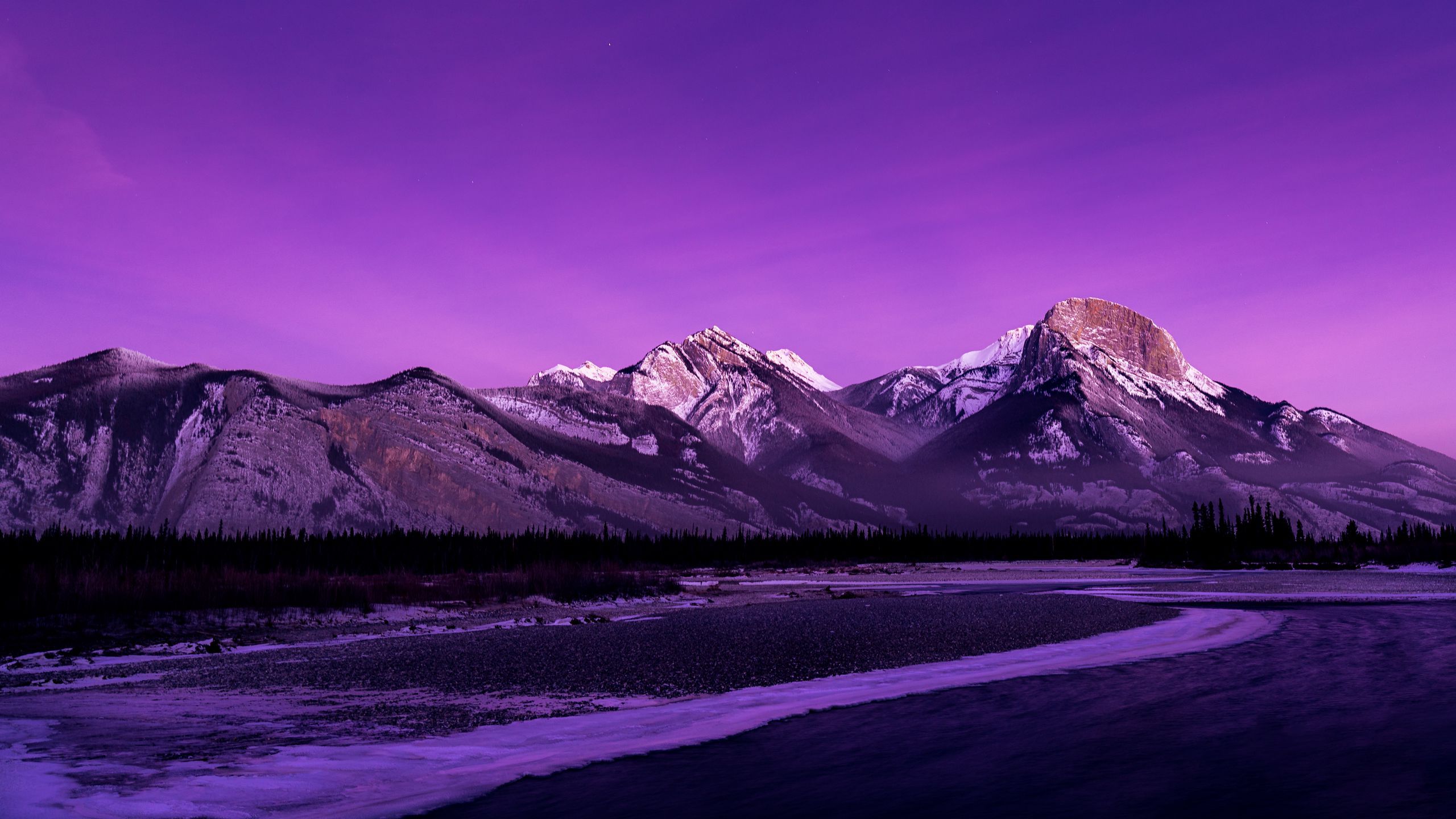 2560x1440 Download wallpaper 2560x1440 mountains, peaks, dusk, purple widescreen 16:9 HD background