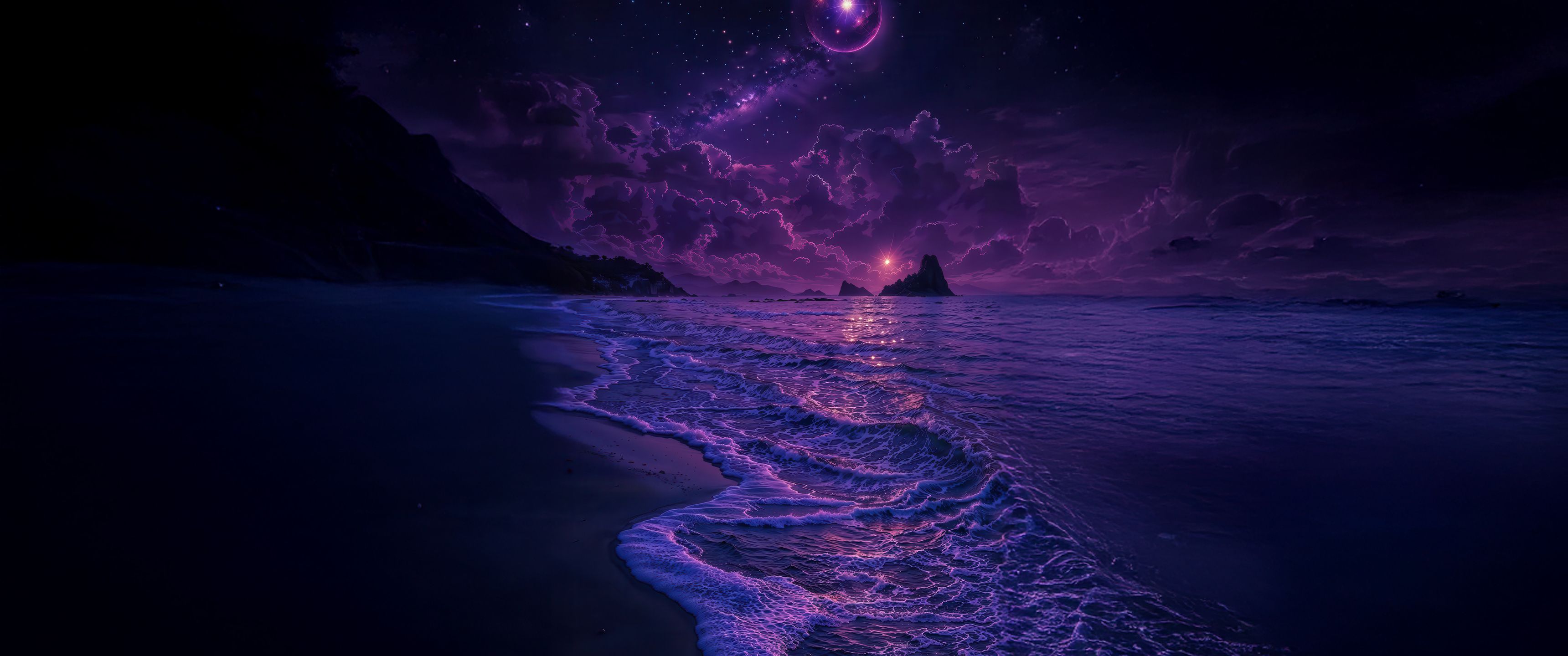 3440x1440 Purple Realm Of The Sea UltraWide Quad HD 1440P , HD 4k Wallpaper , Image, Background, Photos and Picture