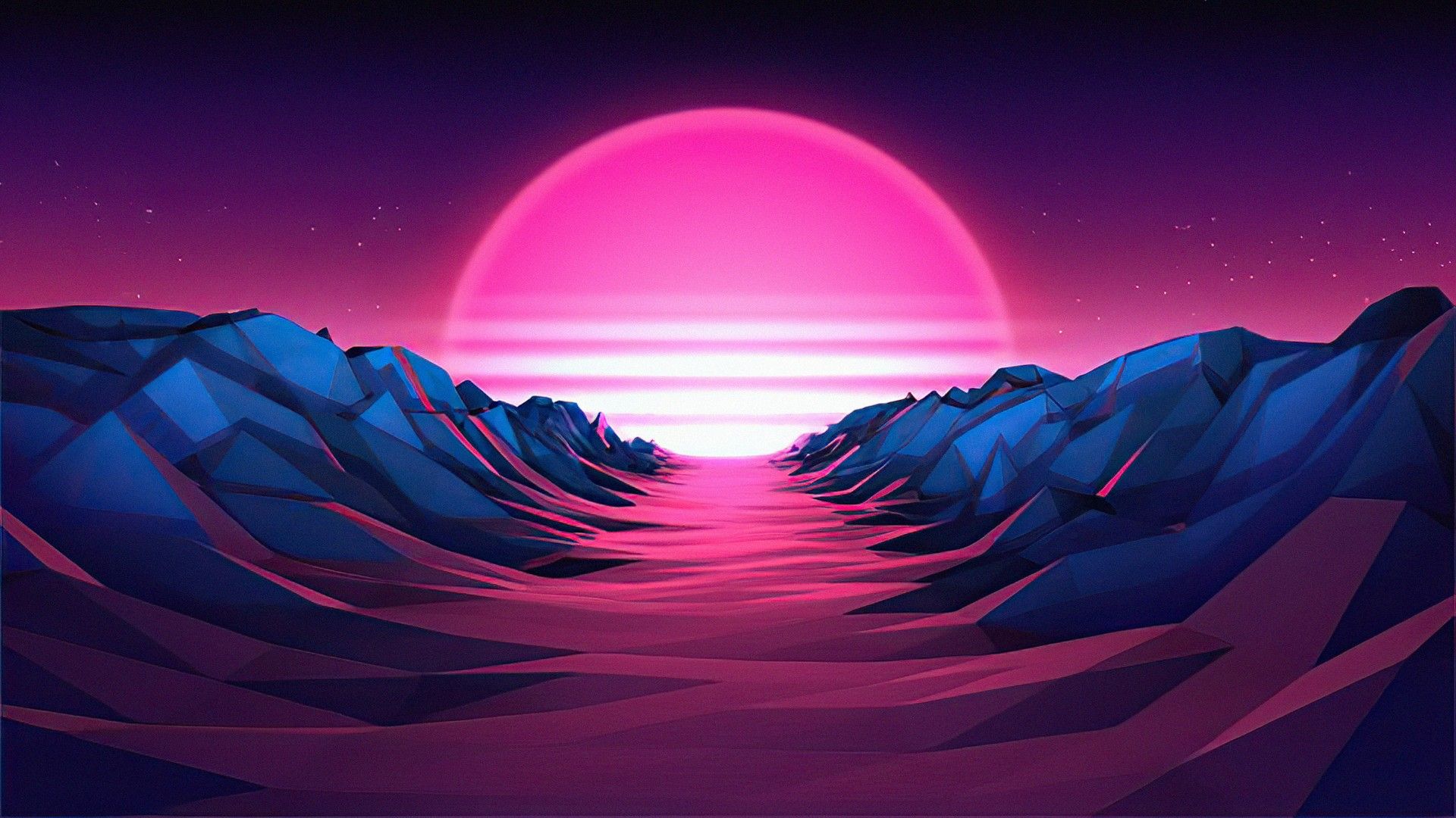 1920x1080 Purple Sunrise 4K HD Vaporwave Wallpaper