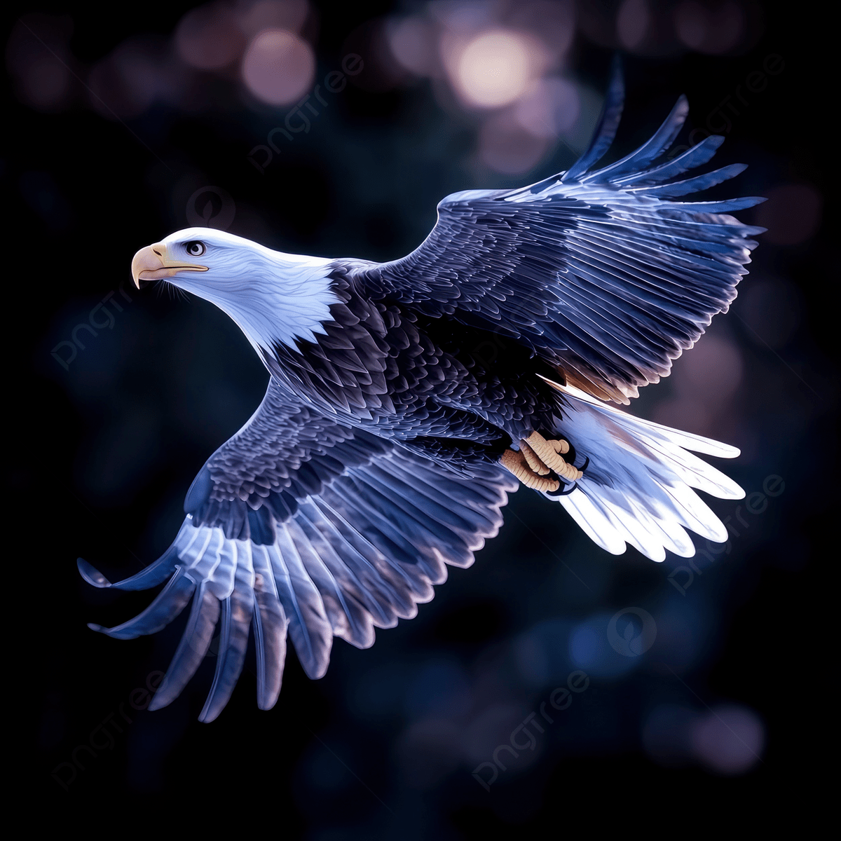 1200x1200 A Bald Eagle Flying With Spread Wings On The Dark Background, Bald Eagle, Flying, Spread Background Image And Wallpaper for Free Download