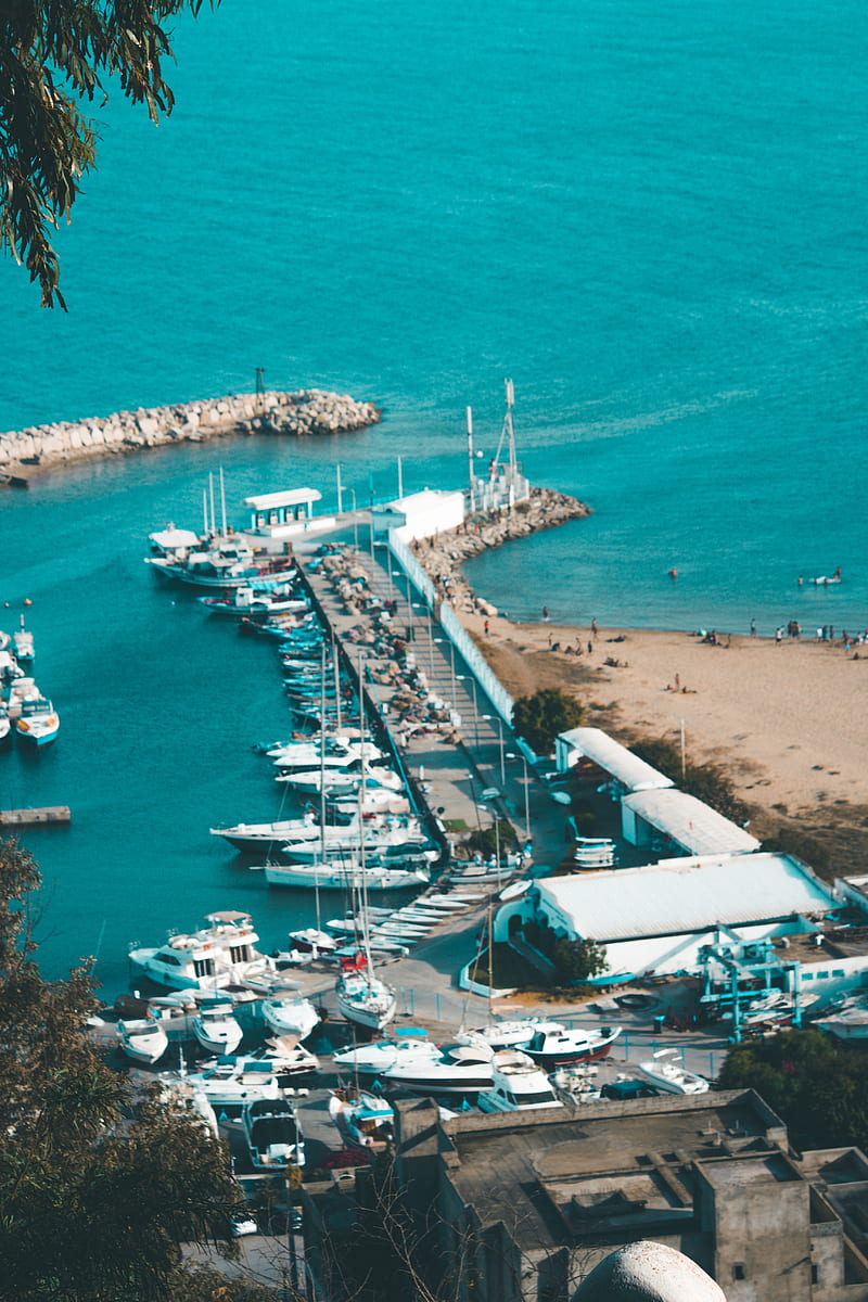 800x1200 Sidi bou said, blue, city, ocean, tunisie, HD phone wallpaper