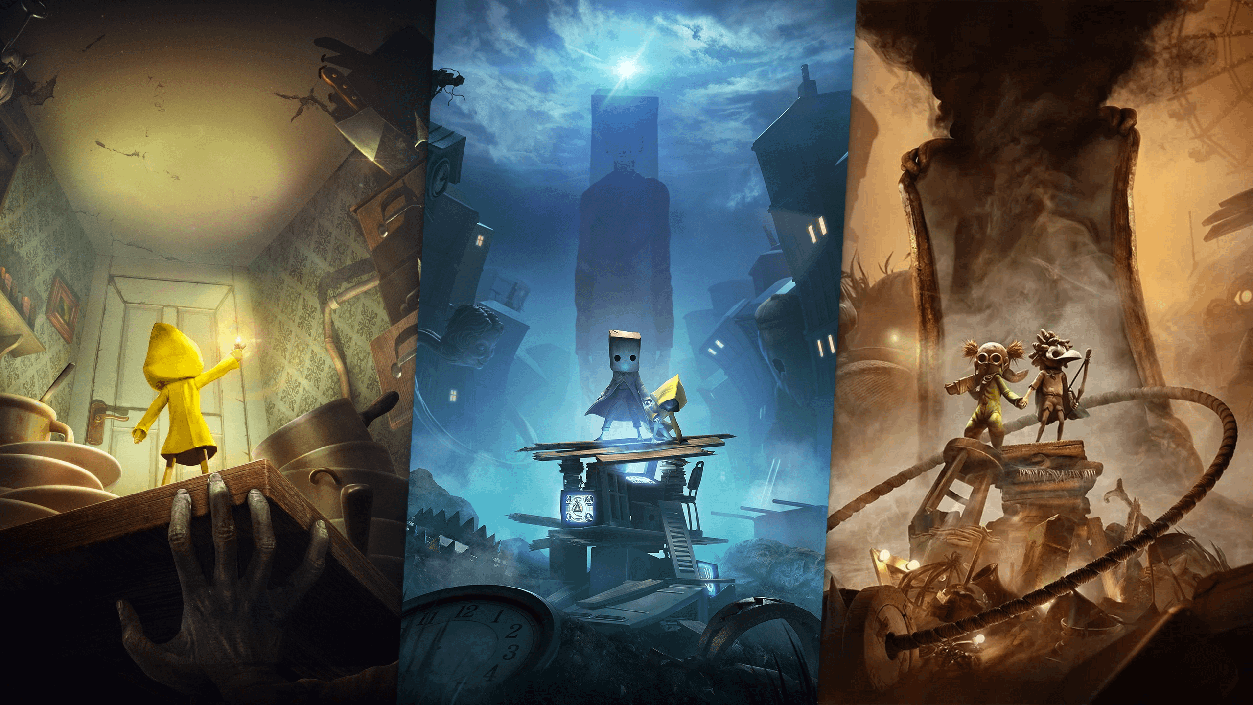 2560x1440 My new wallpaper for the trilogy of Little Nightmares games (OC)