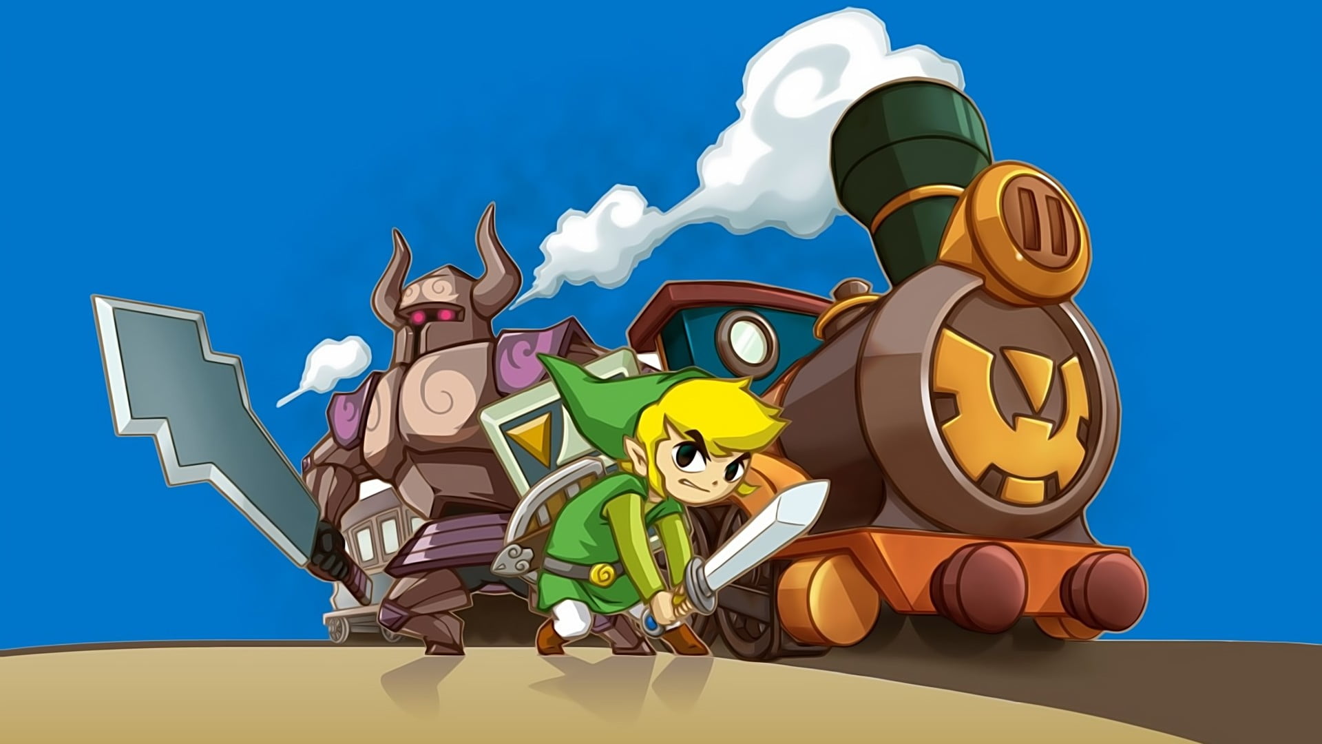 1920x1080 Zelda digital wallpaper, The Legend of Zelda, The Legend of Zelda: Spirit Tracks, Link, train HD wallpaper