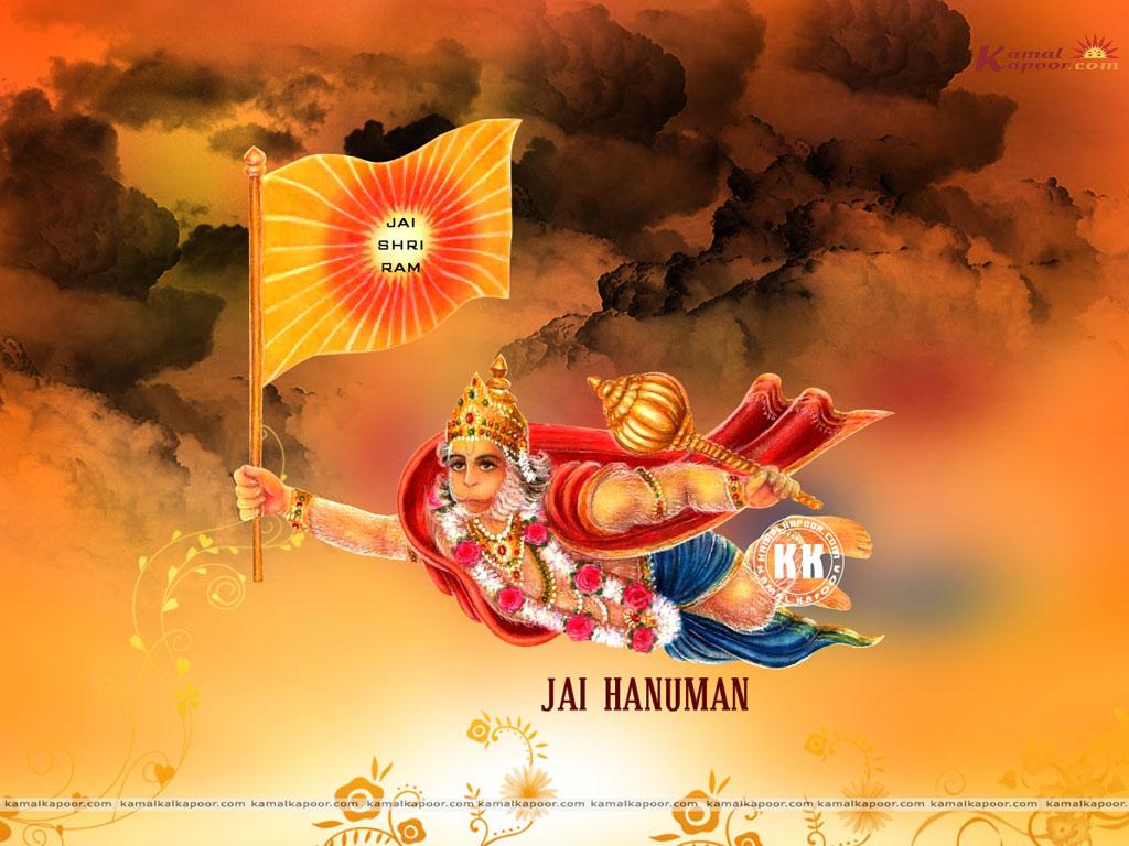 1024x768 Hanuman Flags Wallpaper