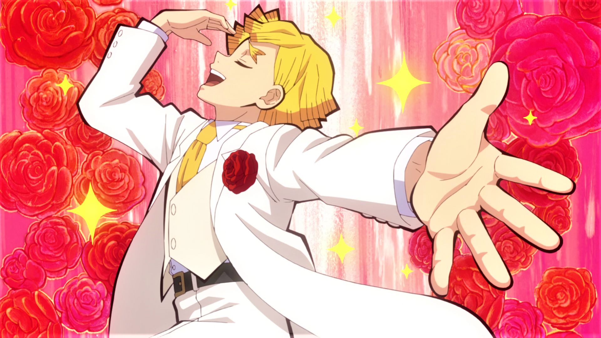 1920x1080 Yellow Hair Zenitsu Agatsuma With White Dress HD Demon Slayer Kimetsu no Yaiba Wallpaper