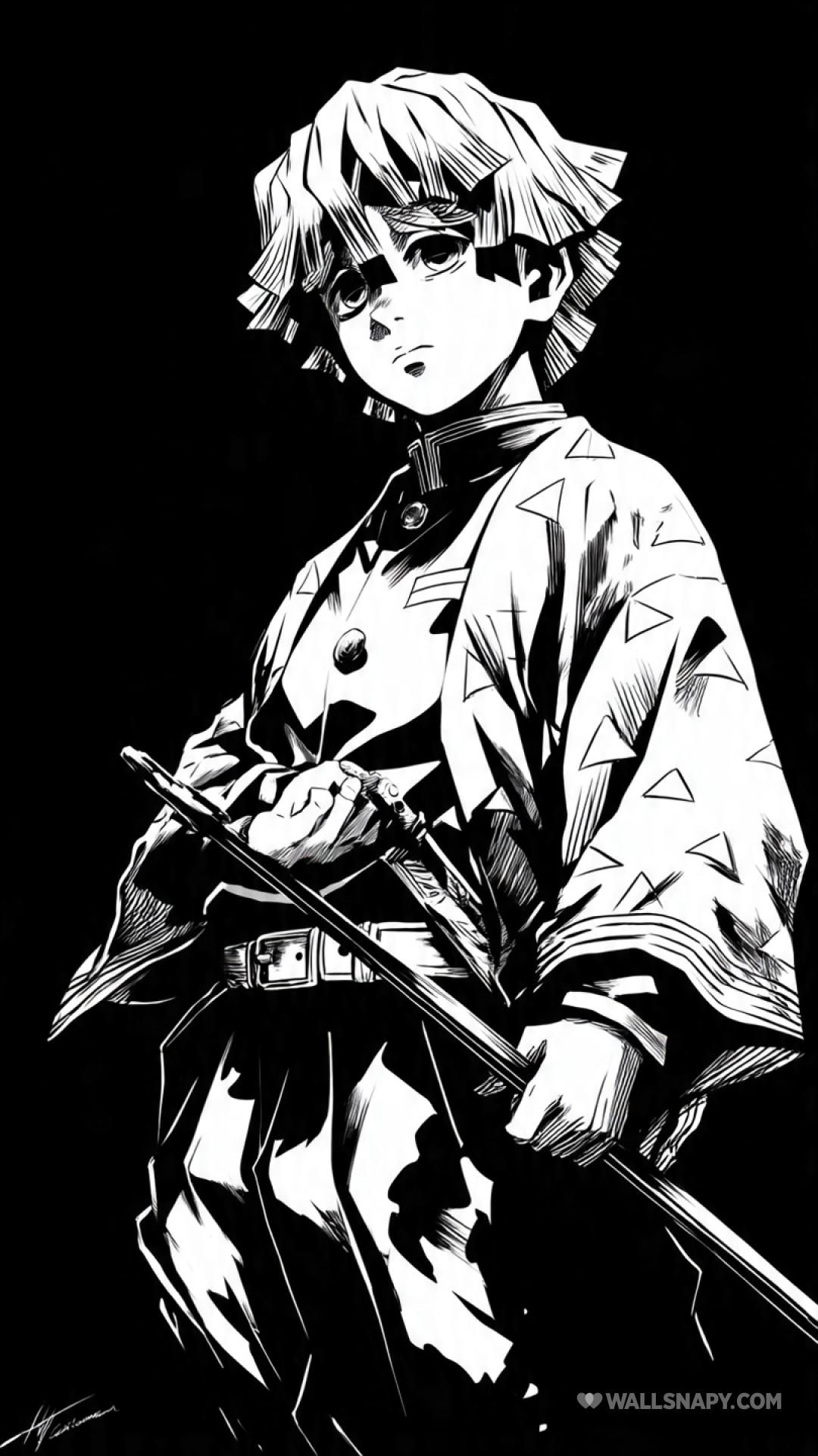 1080x1920 Demon slayer zenitsu line art HD wallpaper