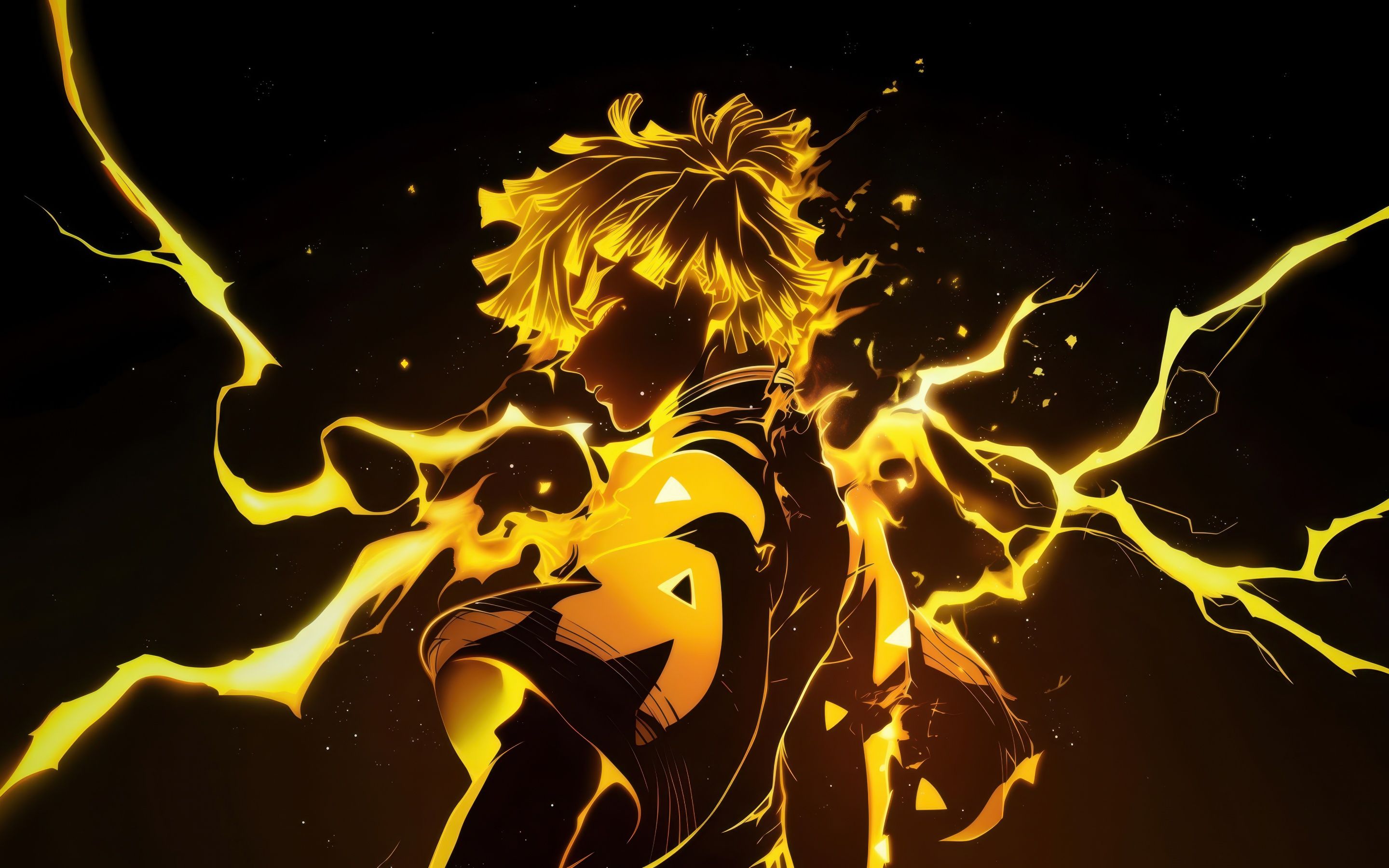 2880x1800 Zenitsu Agatsuma Wallpaper 4K, Aesthetic anime, Yellow aesthetic