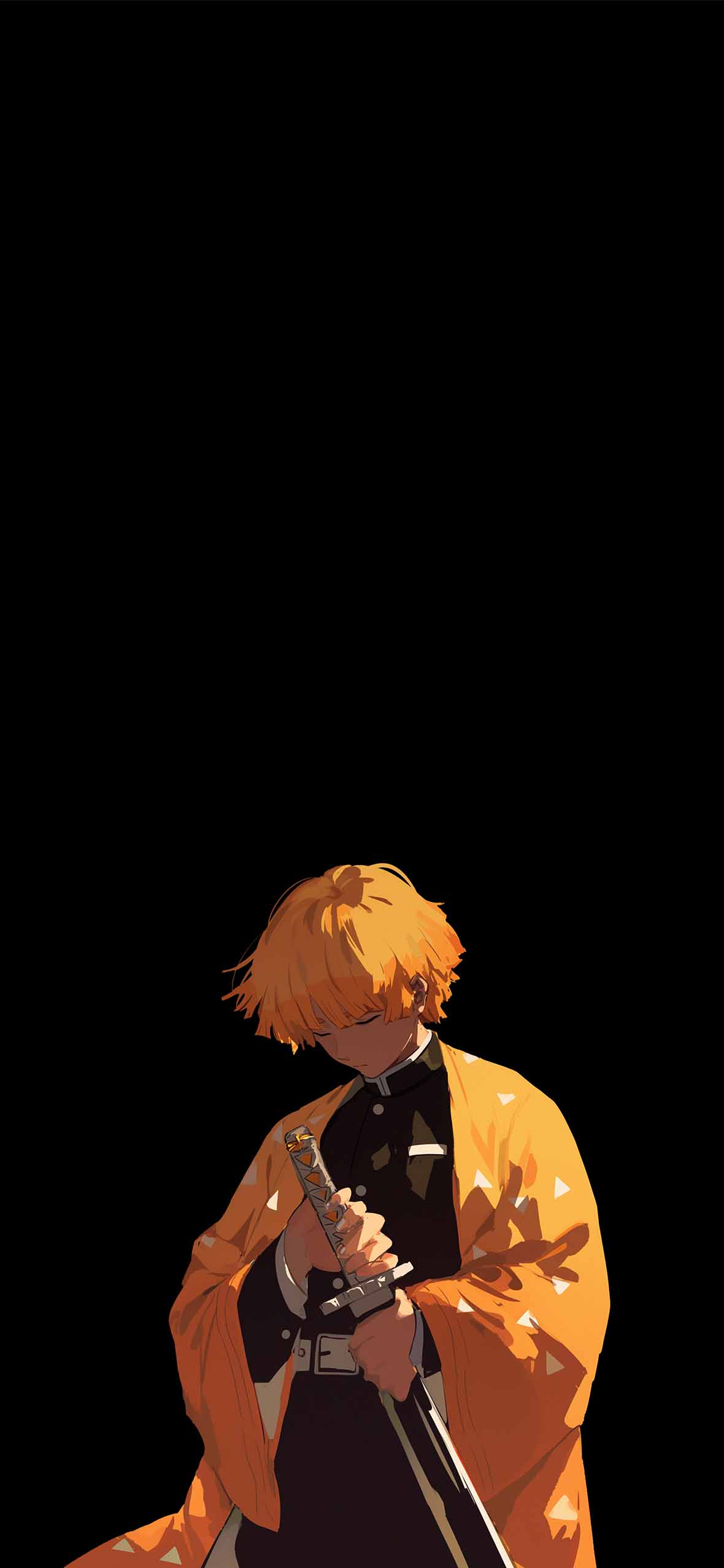 1180x2554 Zenitsu Demon Slayer Dark Wallpaper Phone Wallpaper