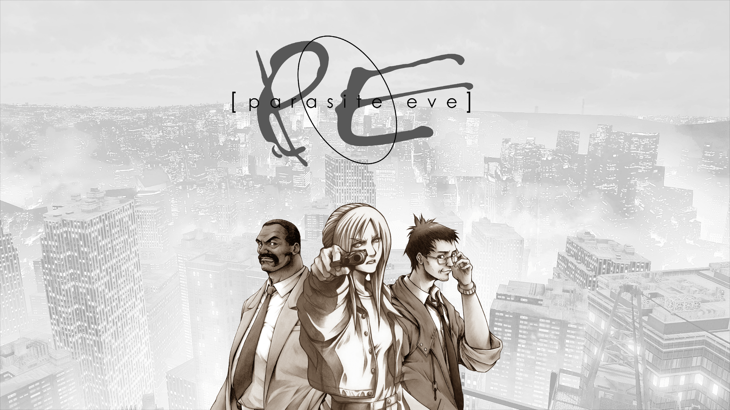 2560x1440 Going through some old files and found a desktop background I made years ago from the Parasite Eve character concept art + logo