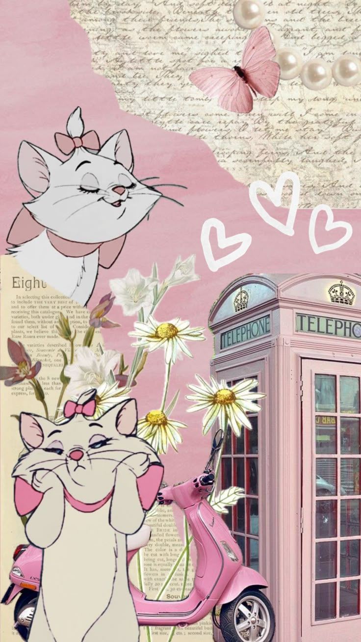 736x1308 marie #aristocats #pink #white #aesthetic #cute #fall #autumn #disney #cats #cat