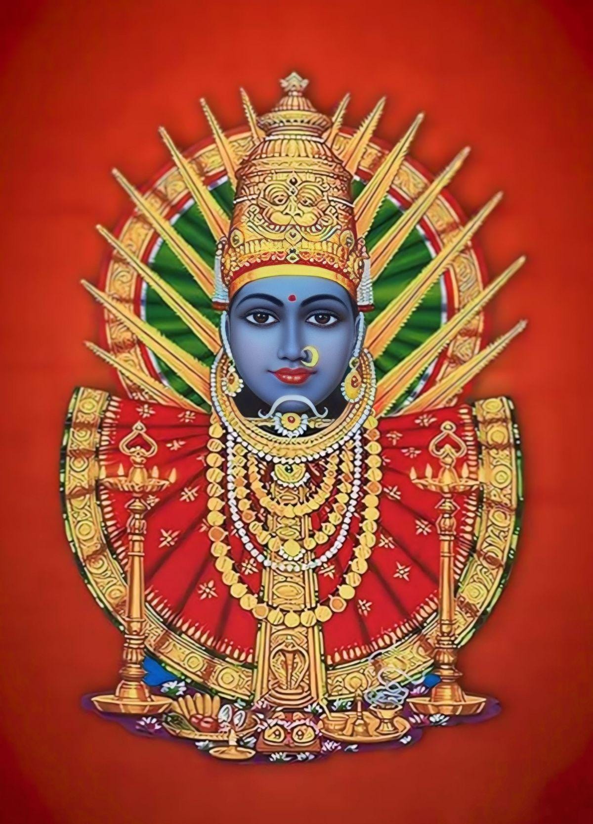 1200x1666 Renukambal Amman Kuladevi, Renuka Yellamma Devi Sparkle Art Print in Golden Frame (11 X 14 Inch) in 3 DESIGNS