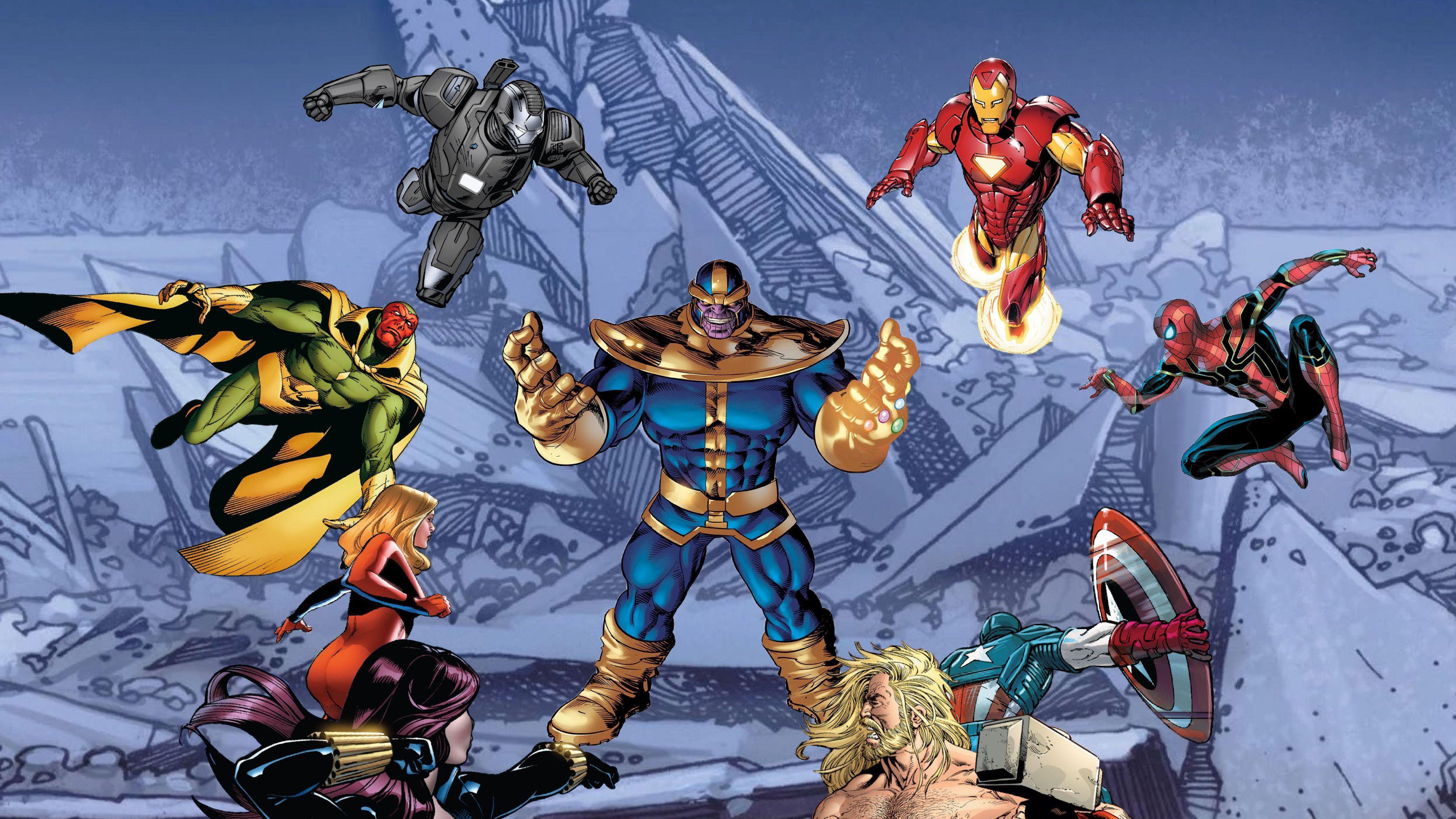 3840x2160 Wallpaper 4k Thanos Vs Superheroes 4k 4k Wallpaper, 5k Wallpaper