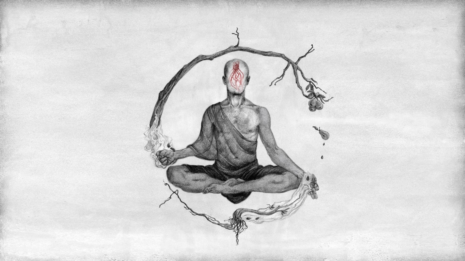 1920x1080 Sketches, monks, meditation, spiritual HD wallpaper