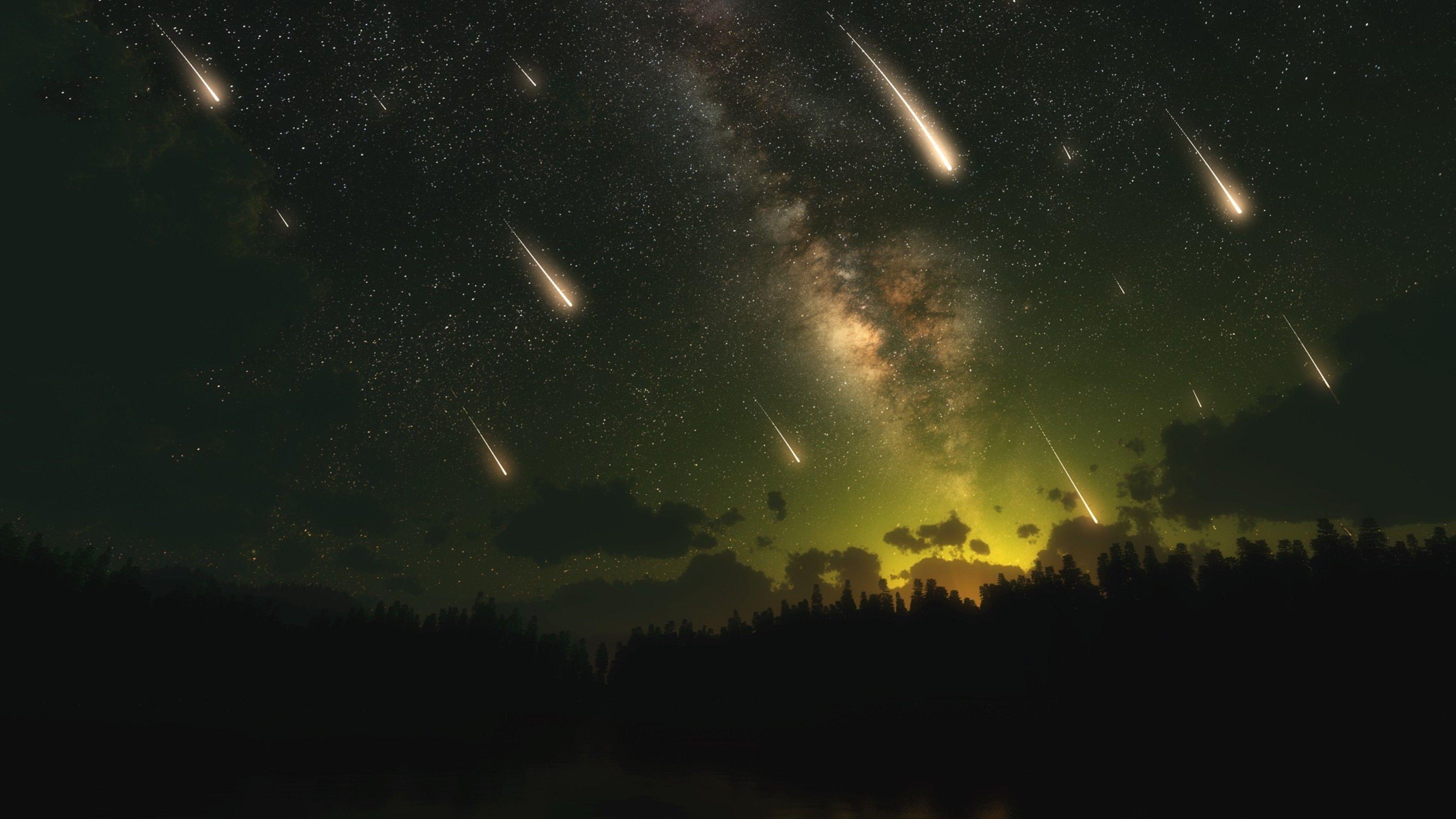 3840x2160 Wallpaper 4k Meteors Dark Night 4k dark wallpaper, meteors