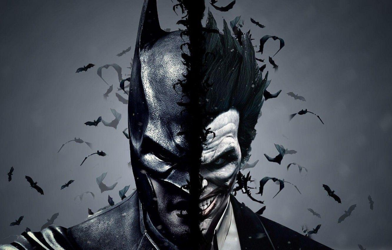 1332x850 Wallpaper Batman, joker, dual monitor, the dark background image