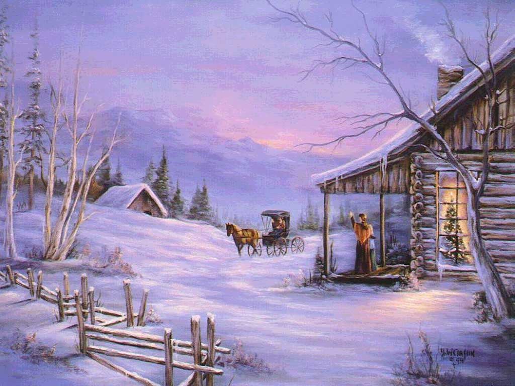 1024x768 country snow scenes wallpaper