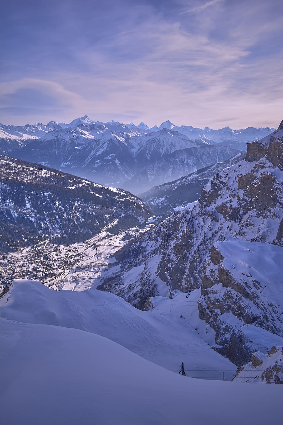 910x1365 HD wallpaper: mountains, winter, snow, country, the sky, snowy