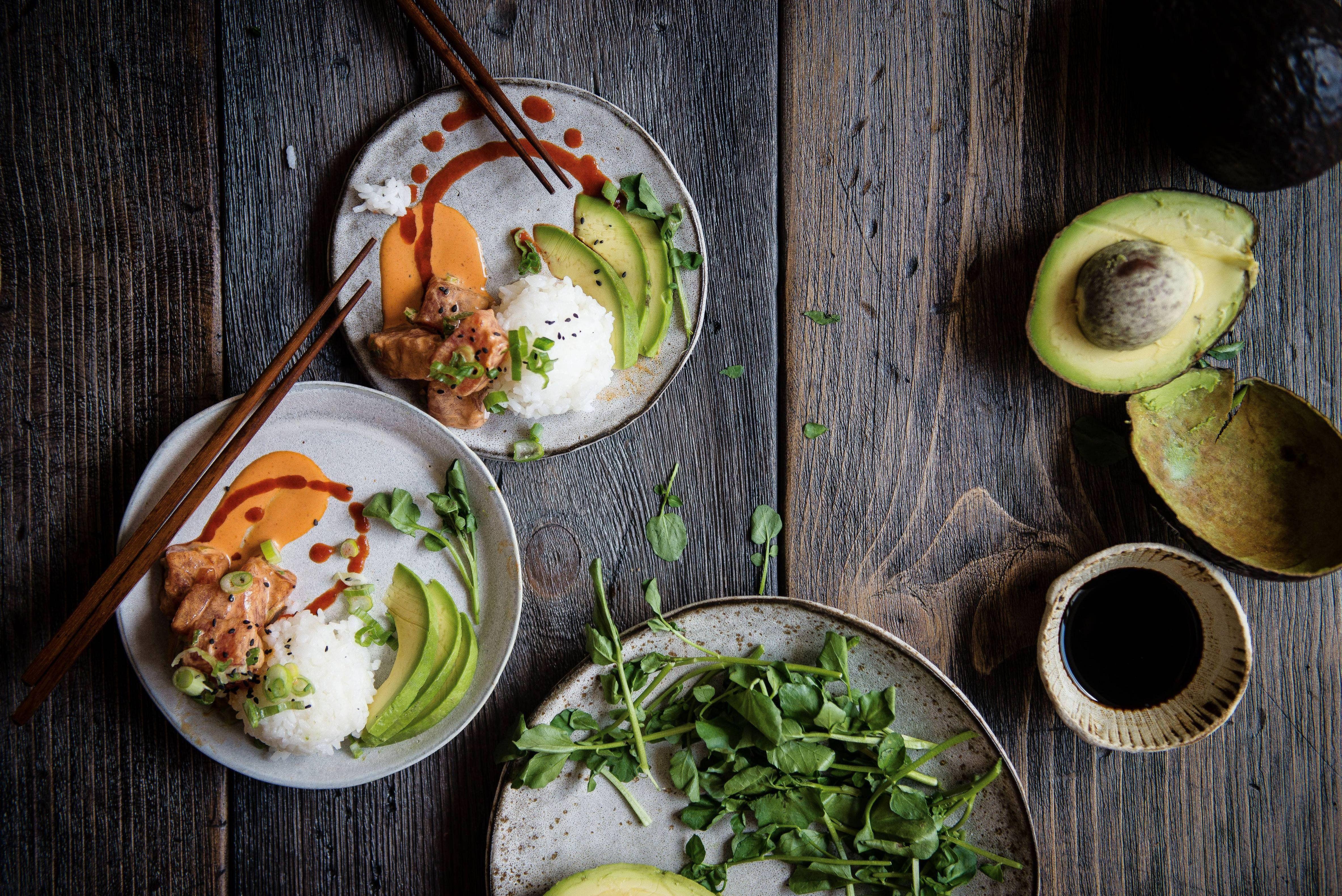 4732x3159 Spicy Ahi Poke Avocado and Rice Parfaitinis 4K wallpaper