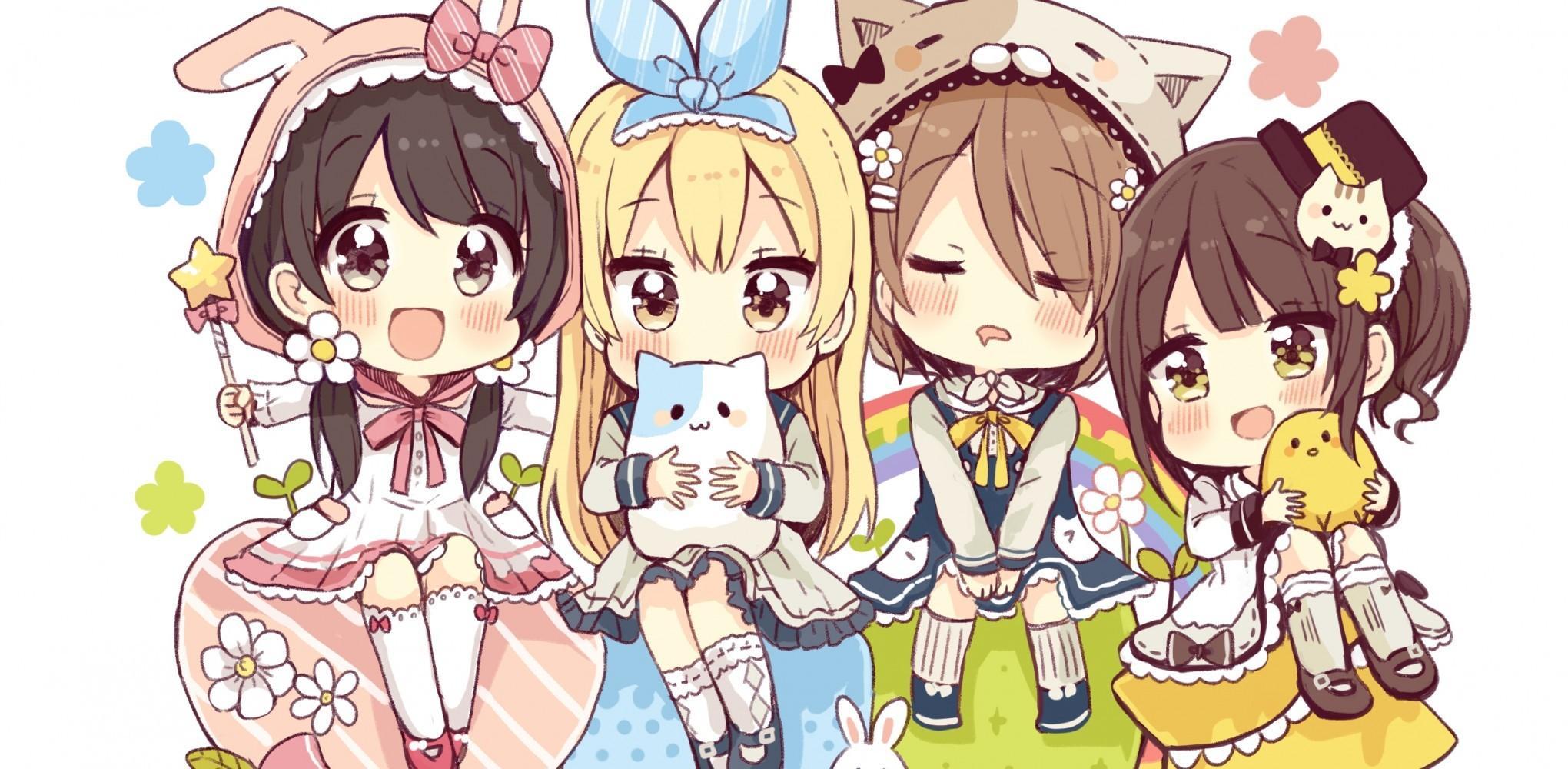 2040x1000 Anime Chibis Group Wallpaper