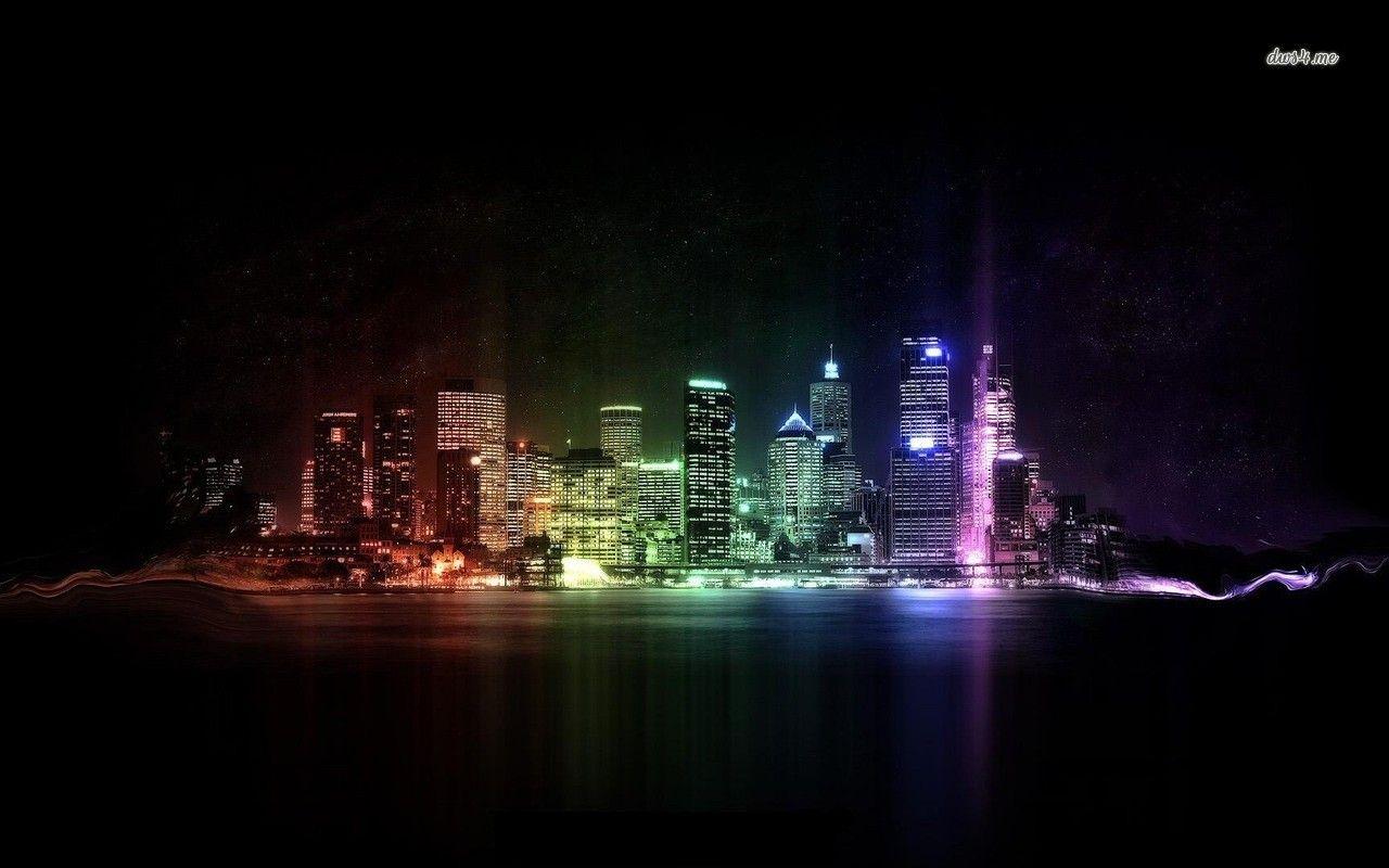 1280x800 Free download Neon city lights wallpaper Digital Art wallpaper