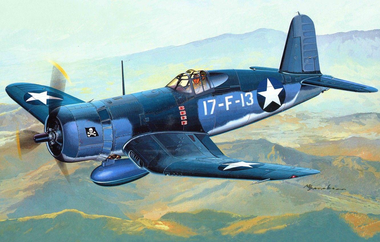 1332x850 Wallpaper the plane, fighter, art, USA, sea, corsairs, Navy, deck