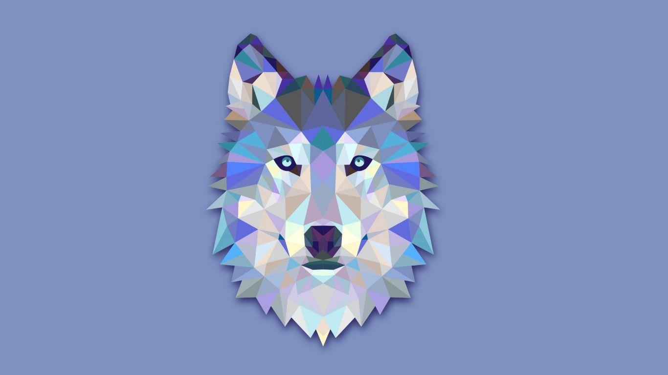 1366x768 Download wallpaper the wolf's head, abstraction, wolf, minimalism