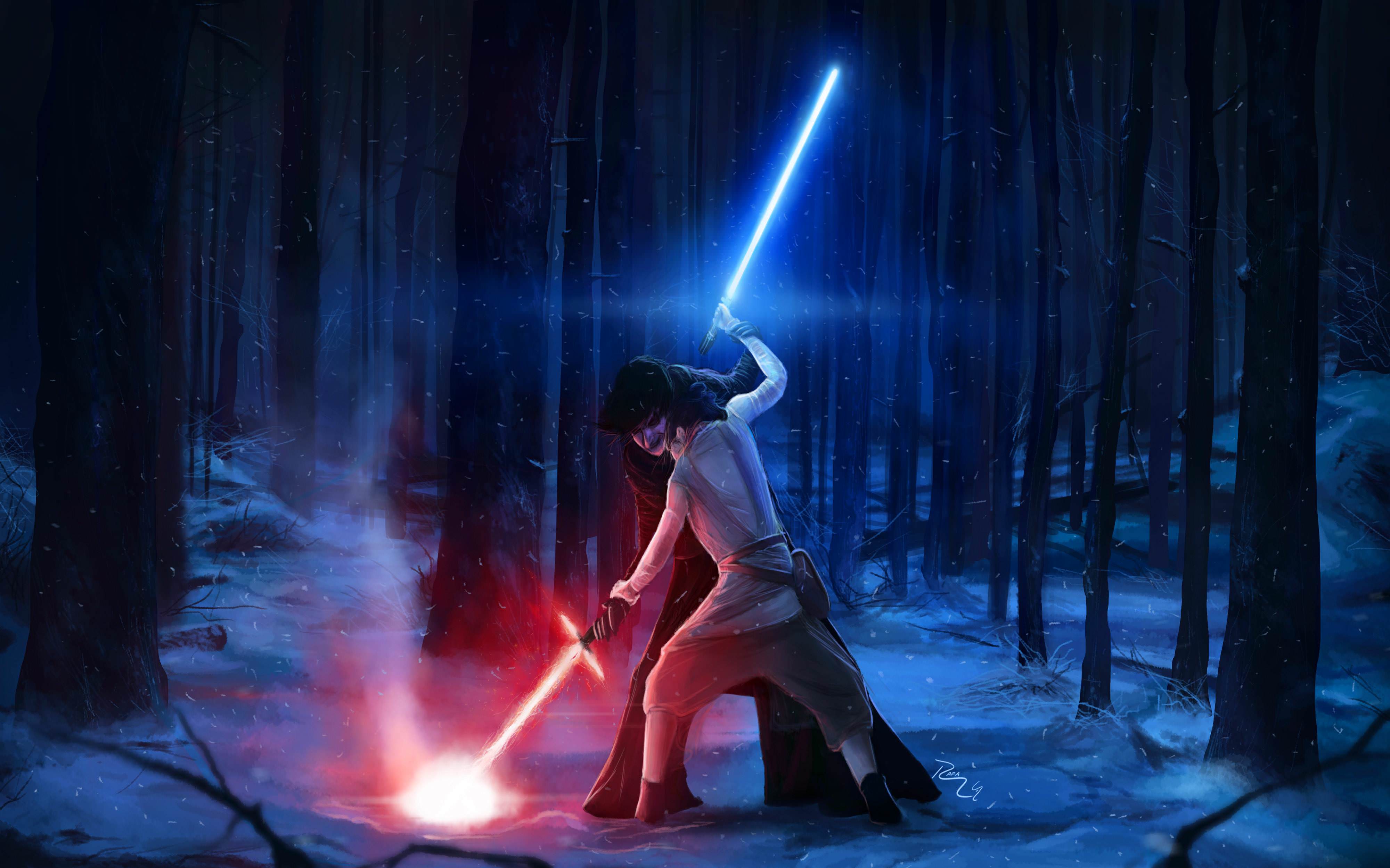 4000x2500 Star Wars The Force Awakens Kylo Ren Versus Rey Wallpaper. Free Computer Desktop Wallpaper
