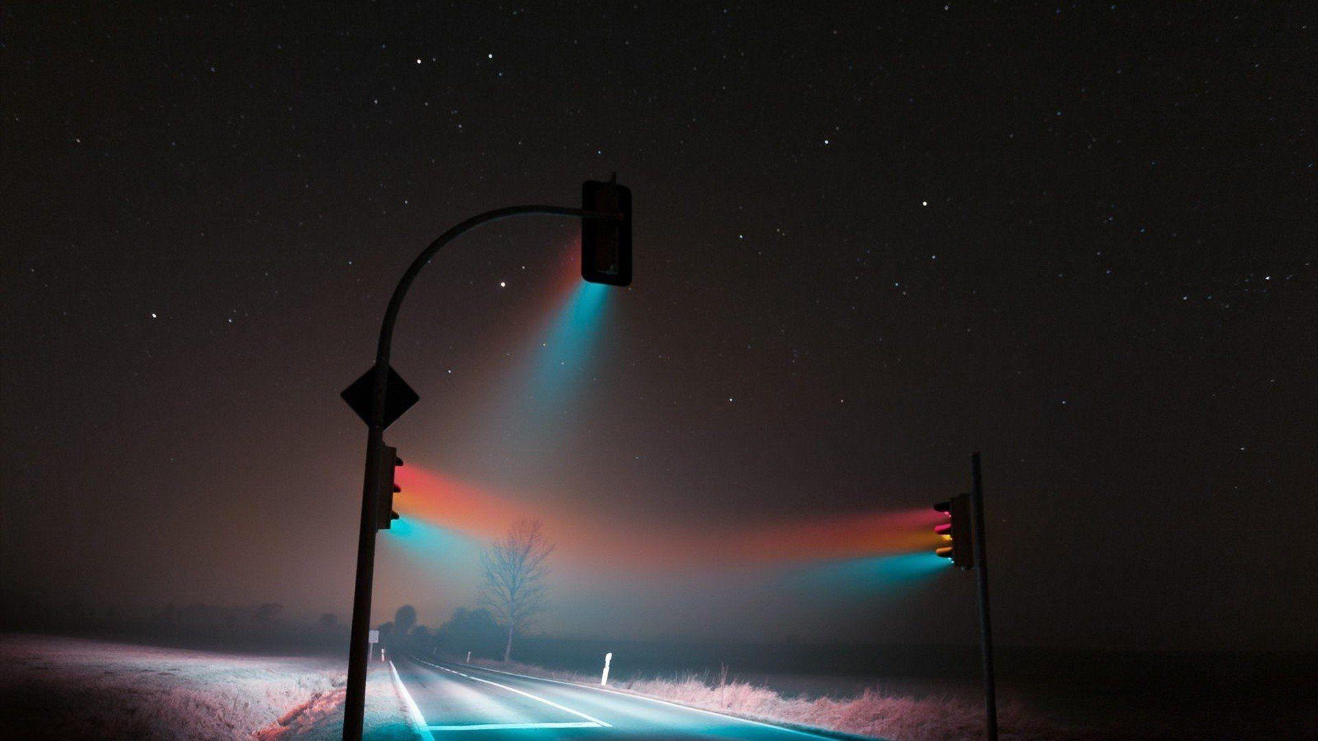 1920x1080 Lucas Zimmermann, Photography, Traffic lights, Night, Stars HD